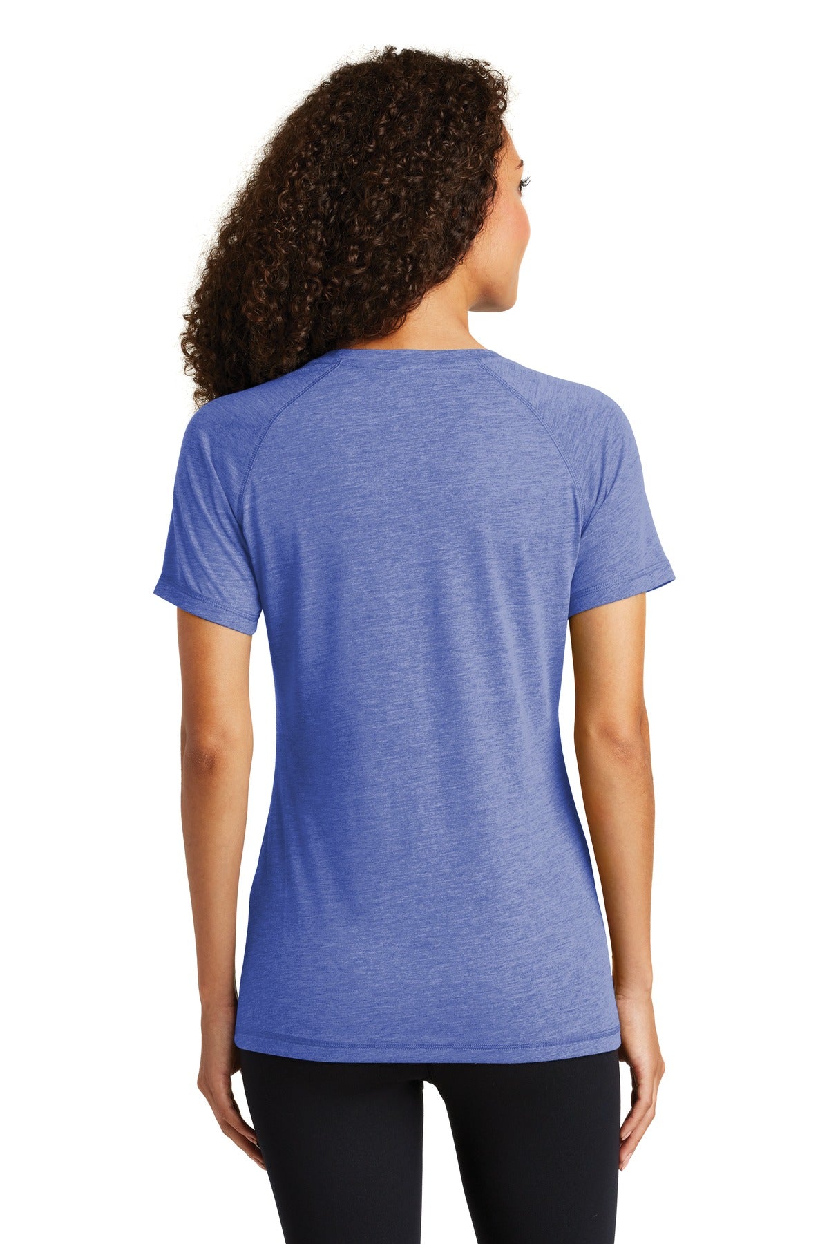 Custom Embroidered Sport-Tek Women's PosiCharge Tri-Blend Wicking Scoop Neck Raglan Tee. LST400,True Royal Heather