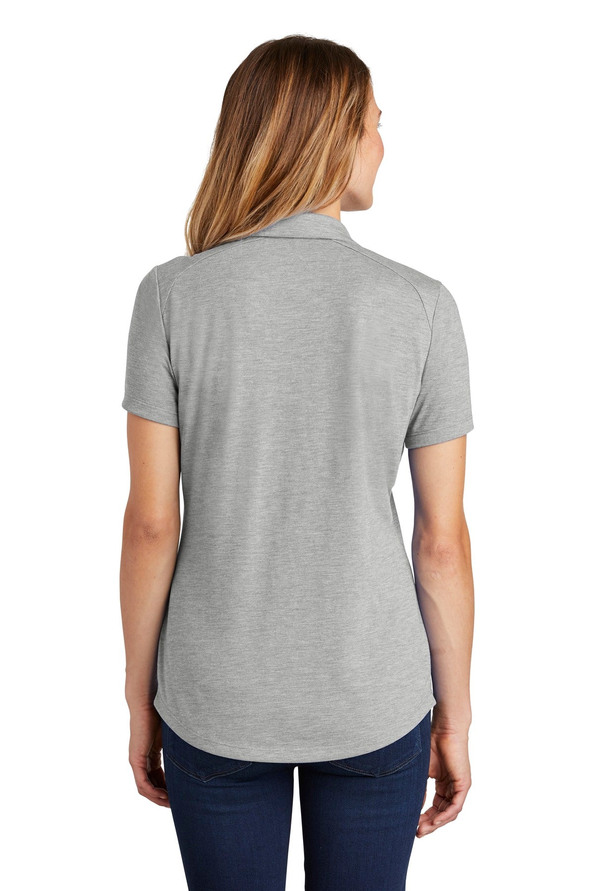 Custom Embroidered Sport-Tek Women's PosiCharge Tri-Blend Wicking Polo. LST405,Light Grey Heather