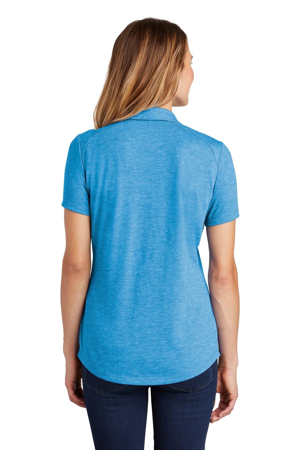 Custom Embroidered Sport-Tek Women's PosiCharge Tri-Blend Wicking Polo. LST405,Pond Blue Heather