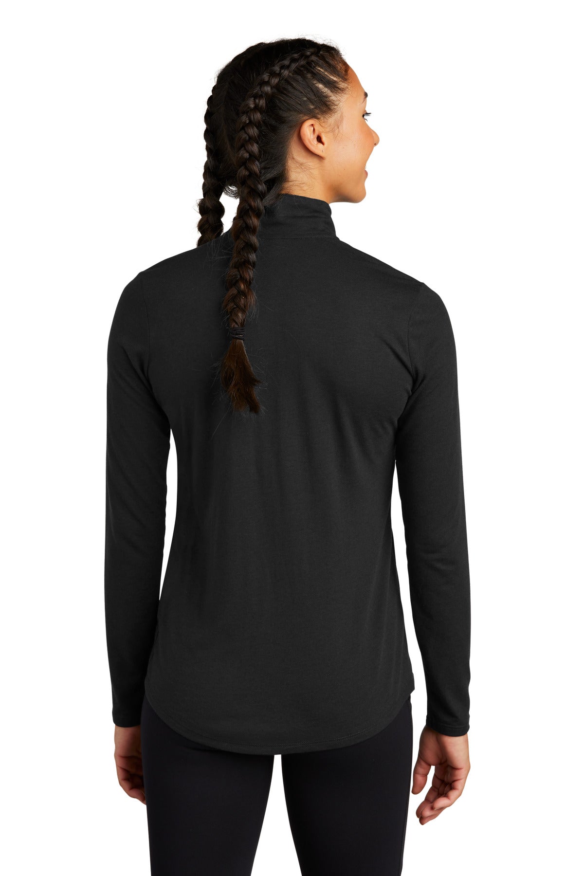 Custom Embroidered Sport-Tek Women's PosiCharge Tri-Blend Wicking 1/4-Zip Pullover. LST407,Black Triad Solid