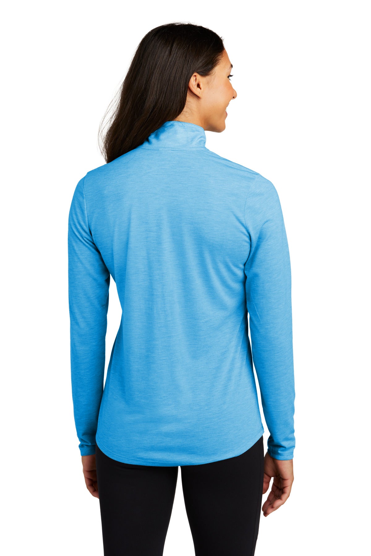 Custom Embroidered Sport-Tek Women's PosiCharge Tri-Blend Wicking 1/4-Zip Pullover. LST407,Pond Blue Heather