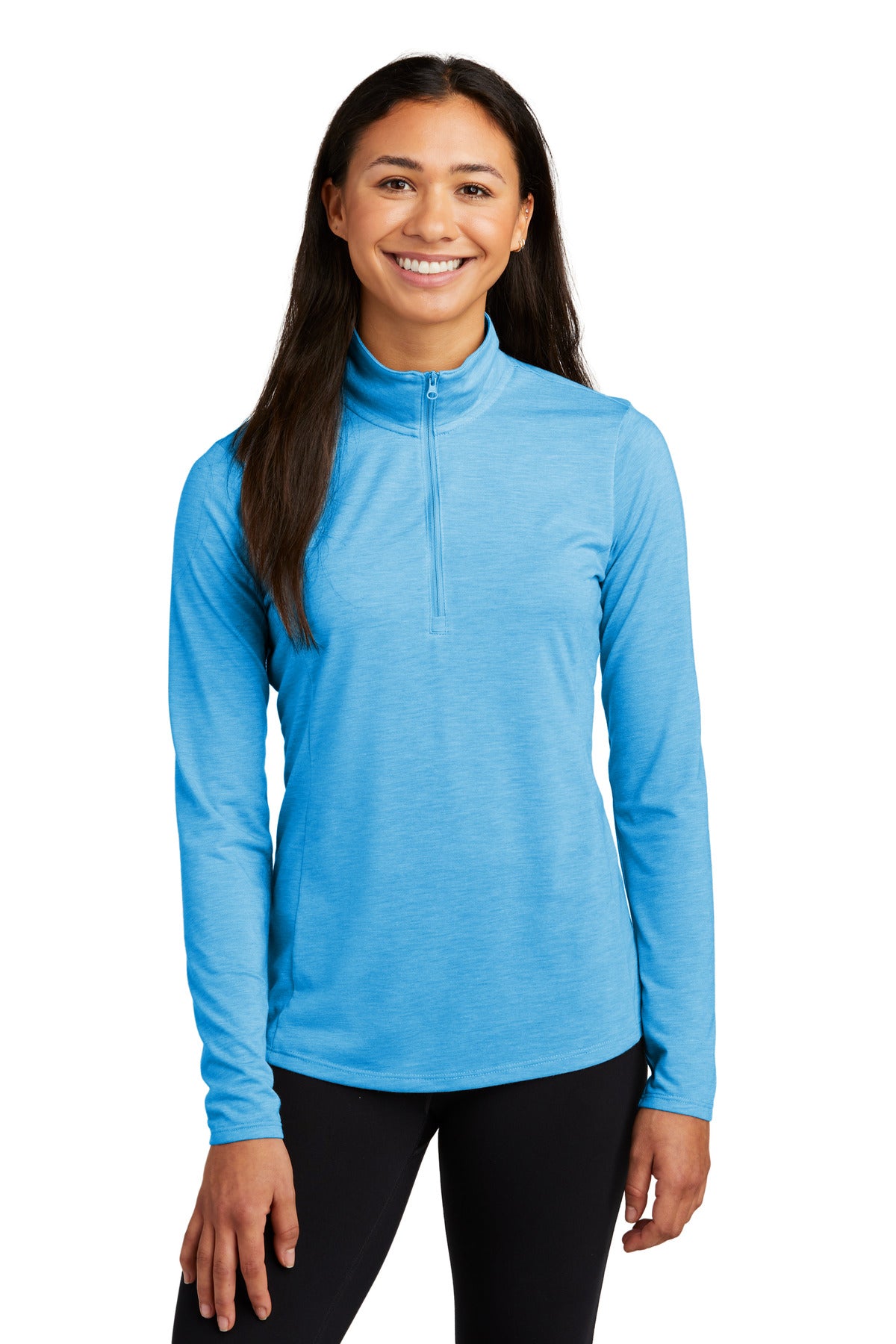 Sport-Tek Women's PosiCharge Tri-Blend Wicking 1/4-Zip Pullover. LST407