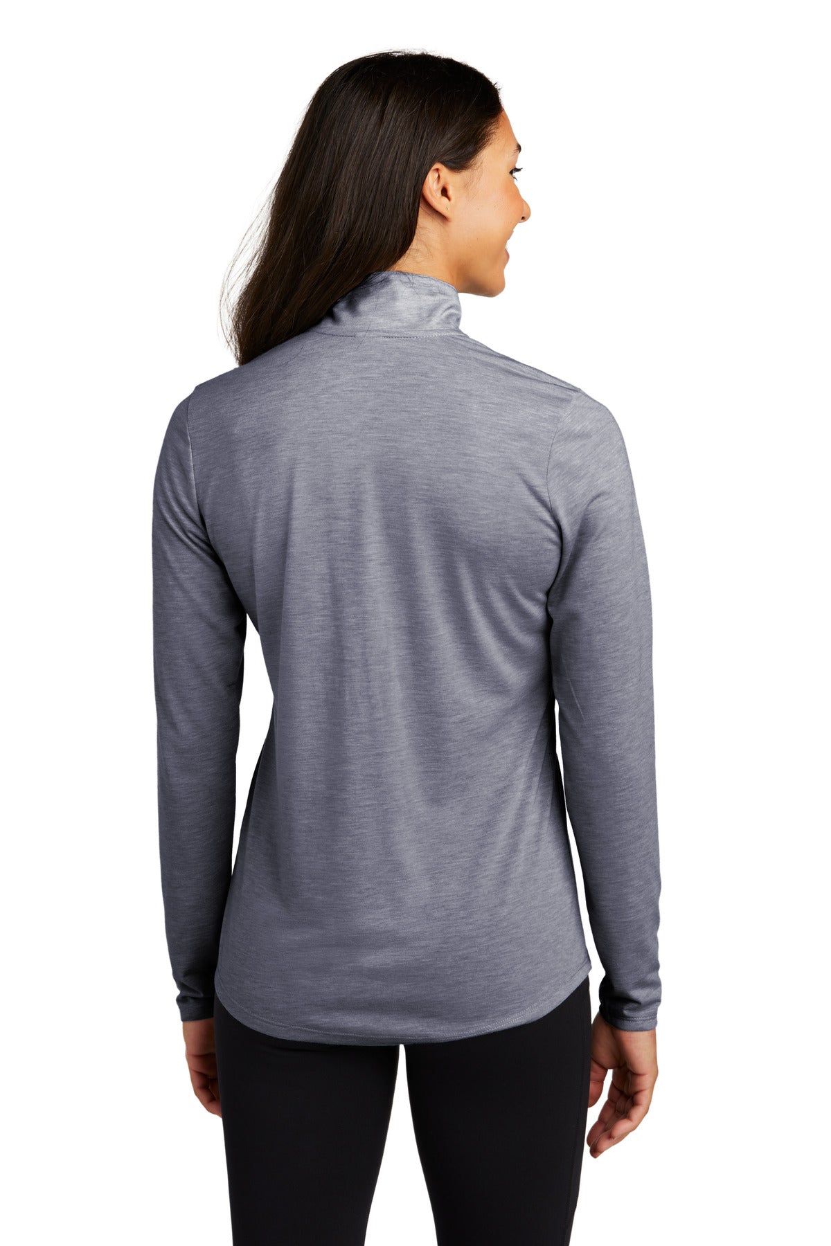 Custom Embroidered Sport-Tek Women's PosiCharge Tri-Blend Wicking 1/4-Zip Pullover. LST407,True Navy Heather