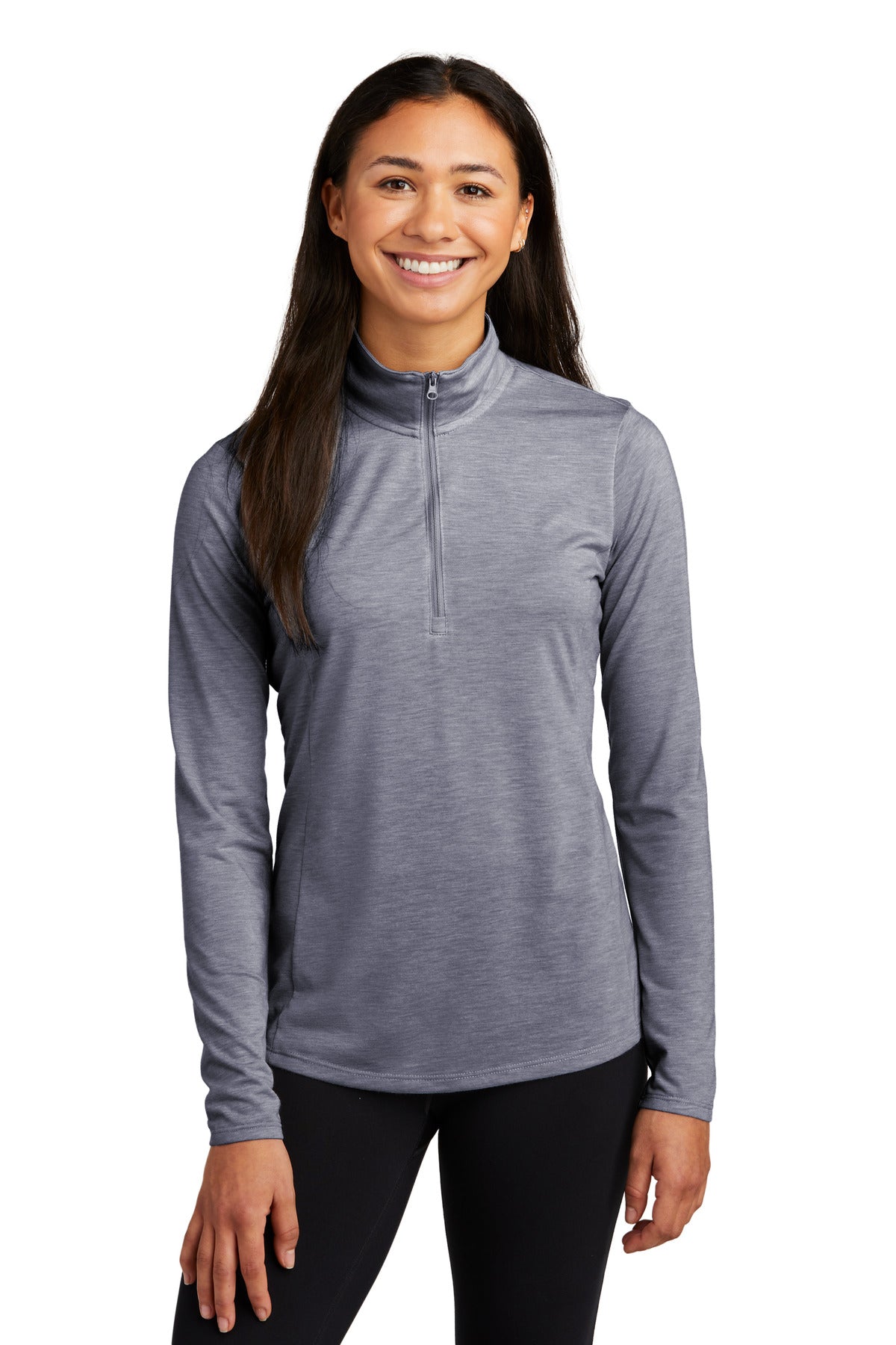 Sport-Tek Women's PosiCharge Tri-Blend Wicking 1/4-Zip Pullover. LST407