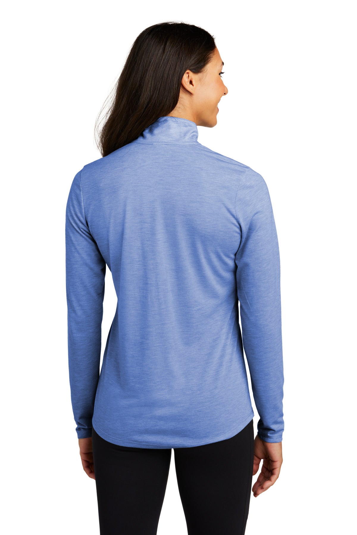 Custom Embroidered Sport-Tek Women's PosiCharge Tri-Blend Wicking 1/4-Zip Pullover. LST407,True Royal Heather