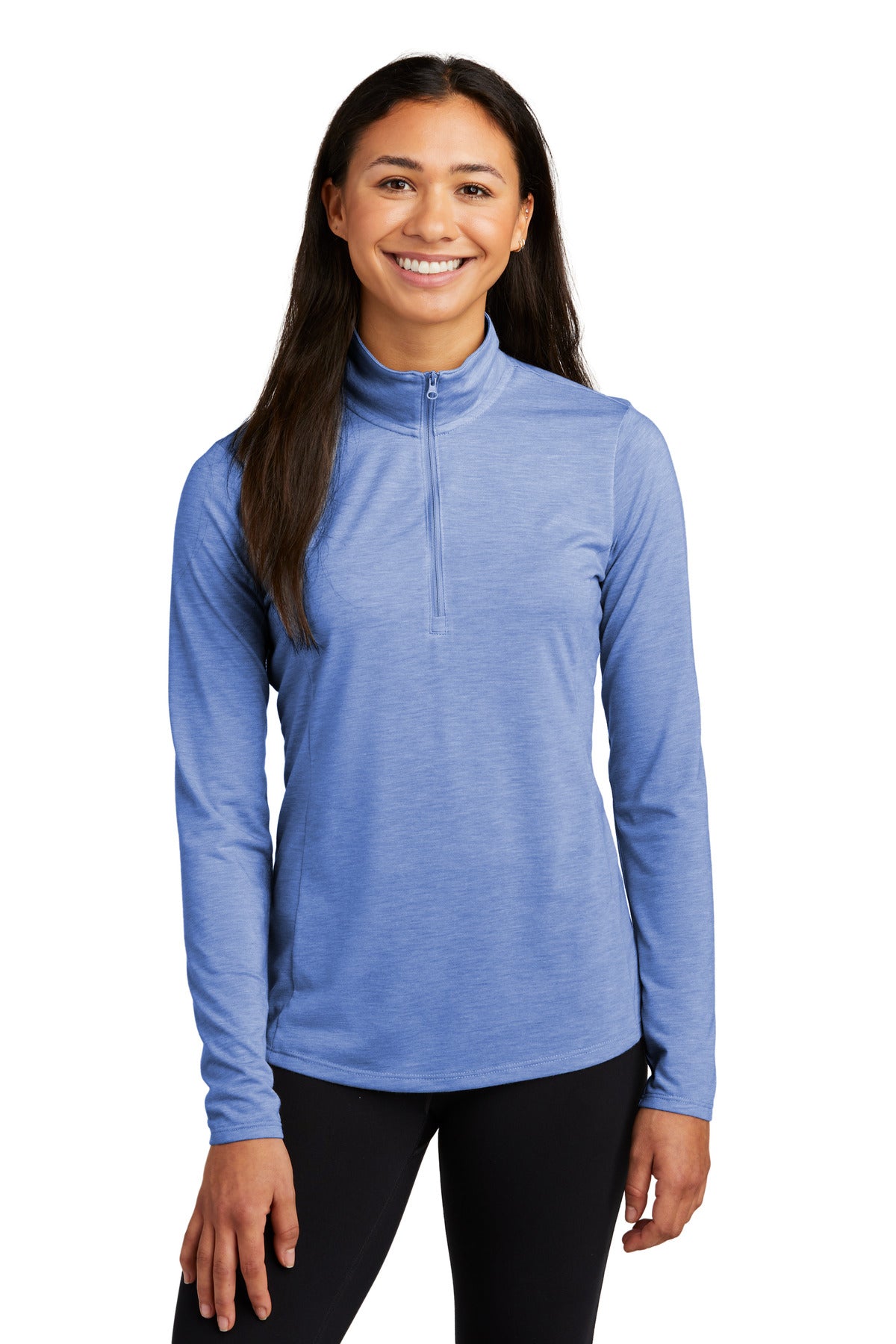 Sport-Tek Women's PosiCharge Tri-Blend Wicking 1/4-Zip Pullover. LST407