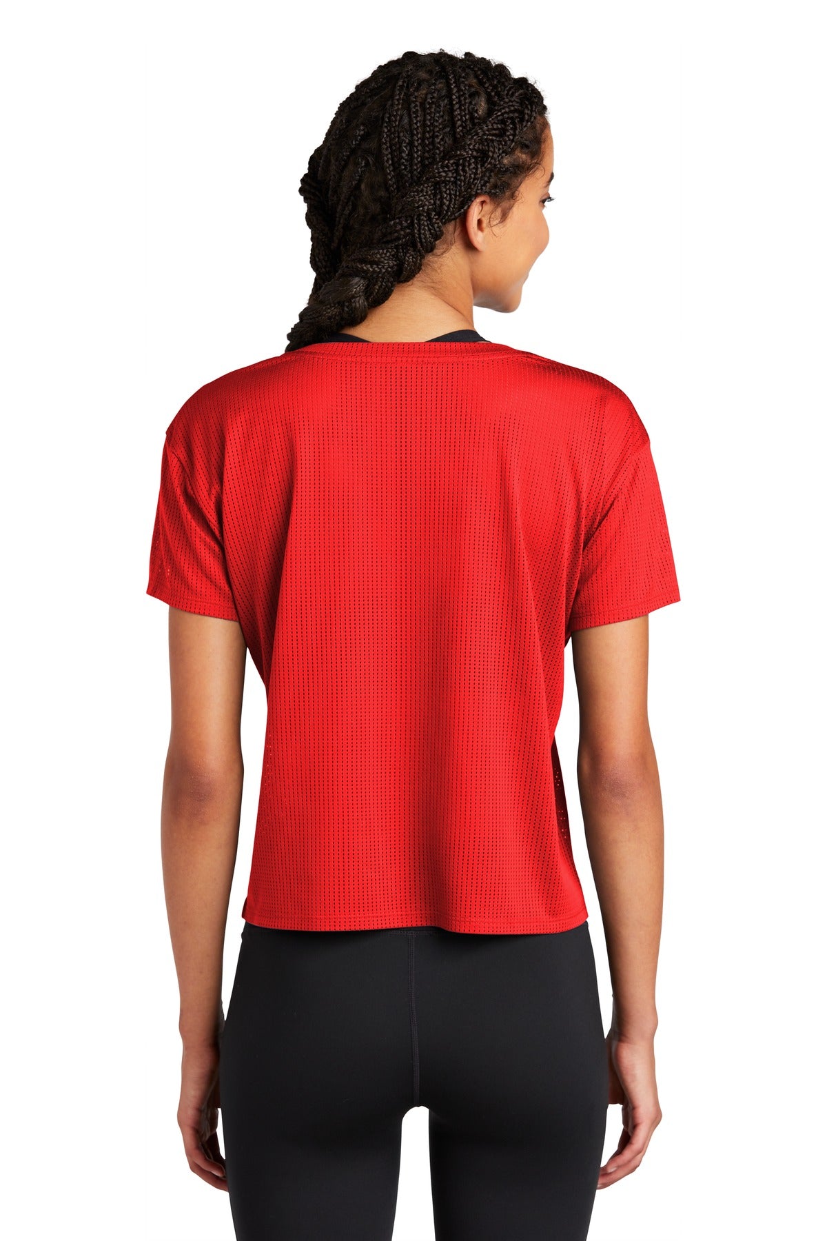 Custom Embroidered Sport-Tek Women's PosiCharge Draft Crop Tee. LST411,True Red