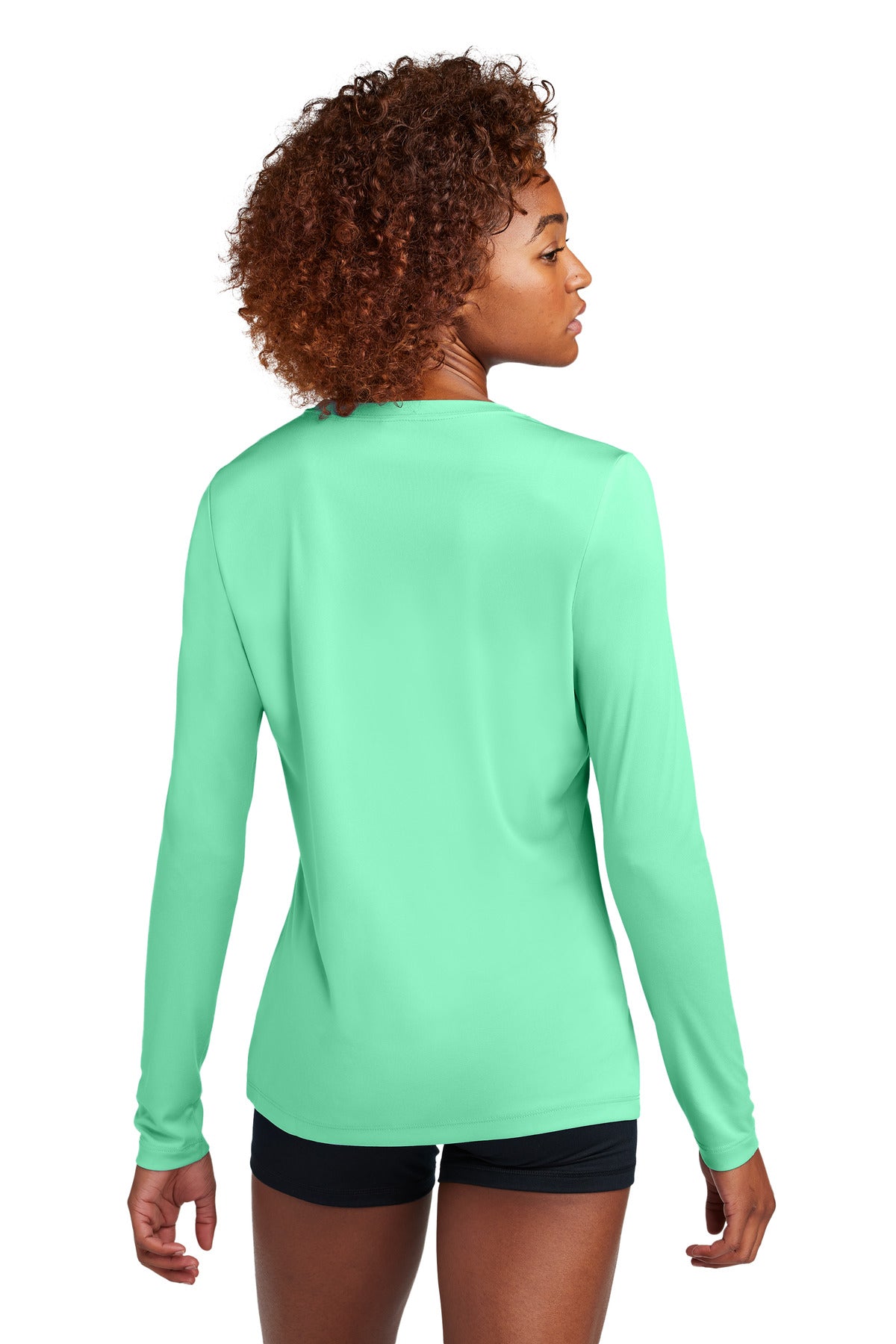 Custom Embroidered Sport-Tek Women's Posi-UV Pro Long Sleeve LST420LS,Bright Seafoam