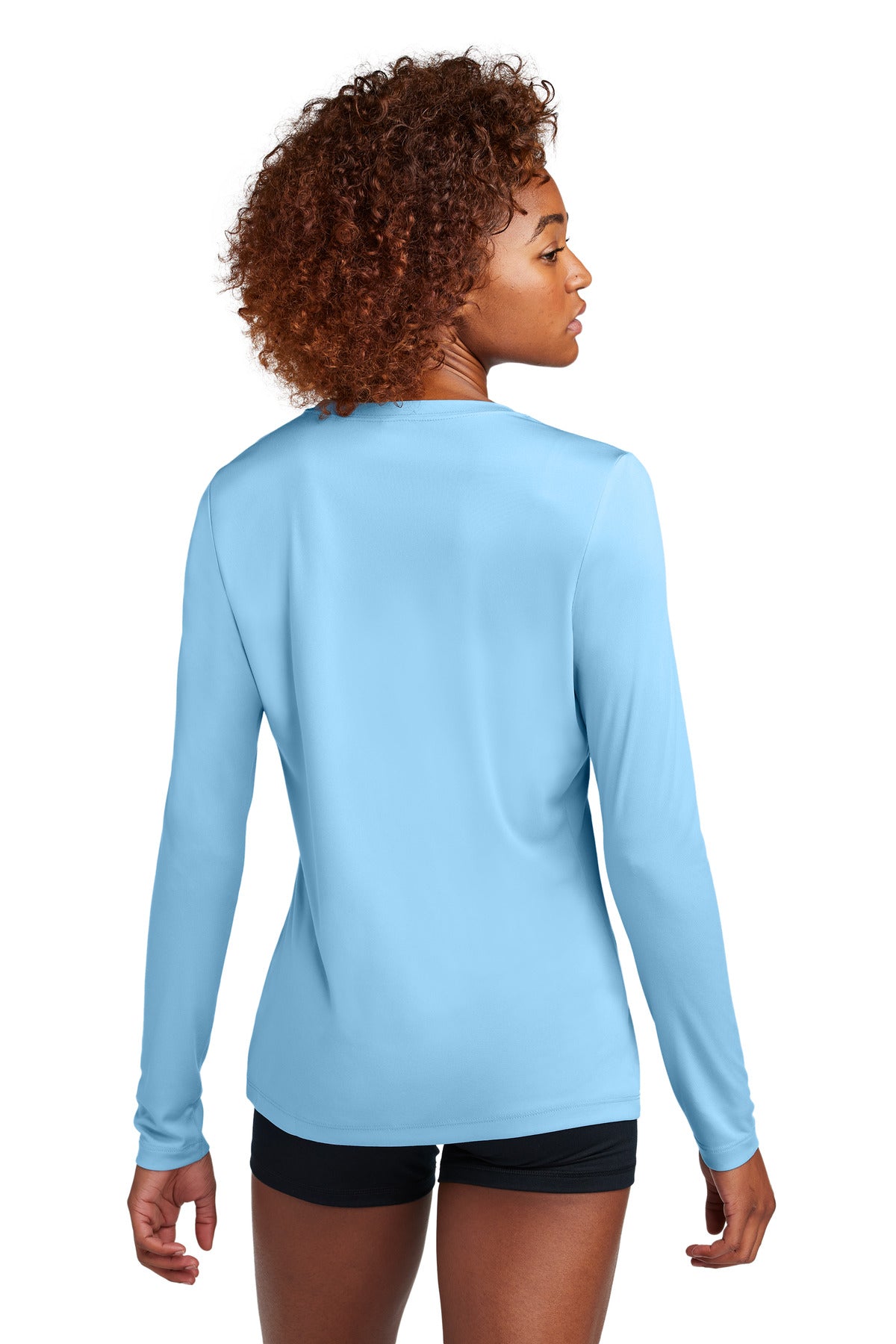 Custom Embroidered Sport-Tek Women's Posi-UV Pro Long Sleeve LST420LS,Light Blue
