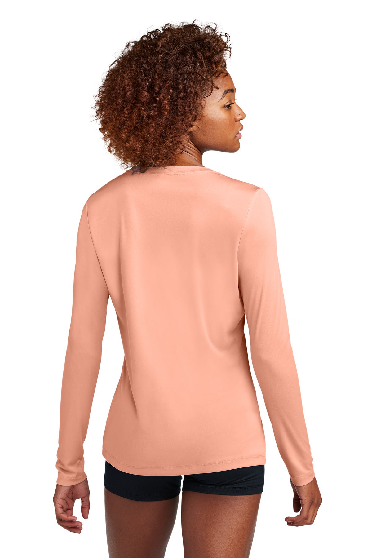 Custom Embroidered Sport-Tek Women's Posi-UV Pro Long Sleeve LST420LS,Soft Coral