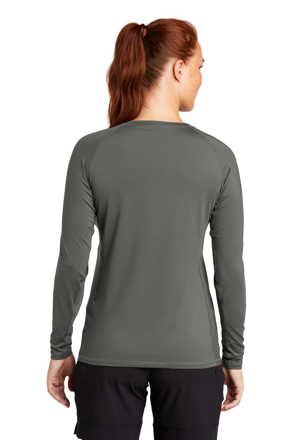 Custom Embroidered Sport-Tek Women's Long Sleeve Rashguard Tee. LST470LS,Dark Smoke Grey