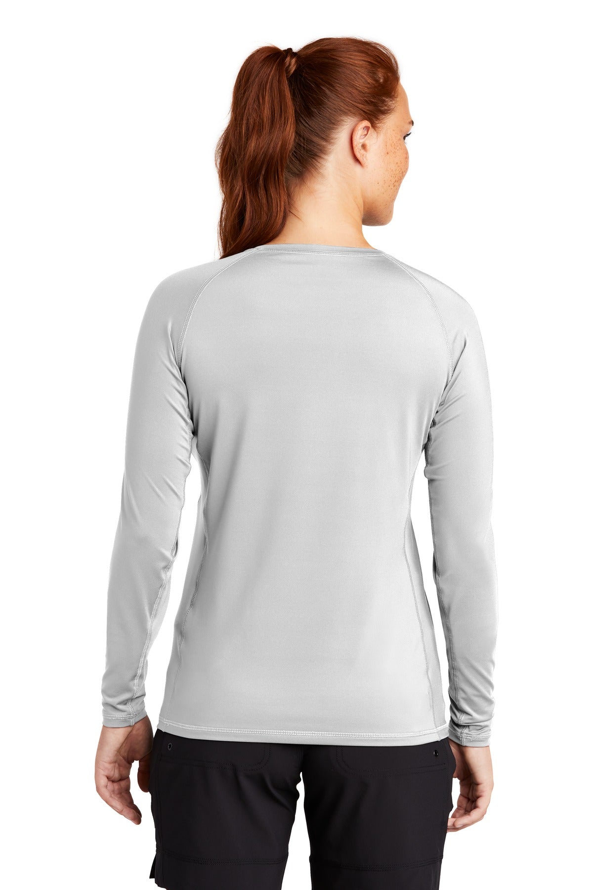 Custom Embroidered Sport-Tek Women's Long Sleeve Rashguard Tee. LST470LS,White