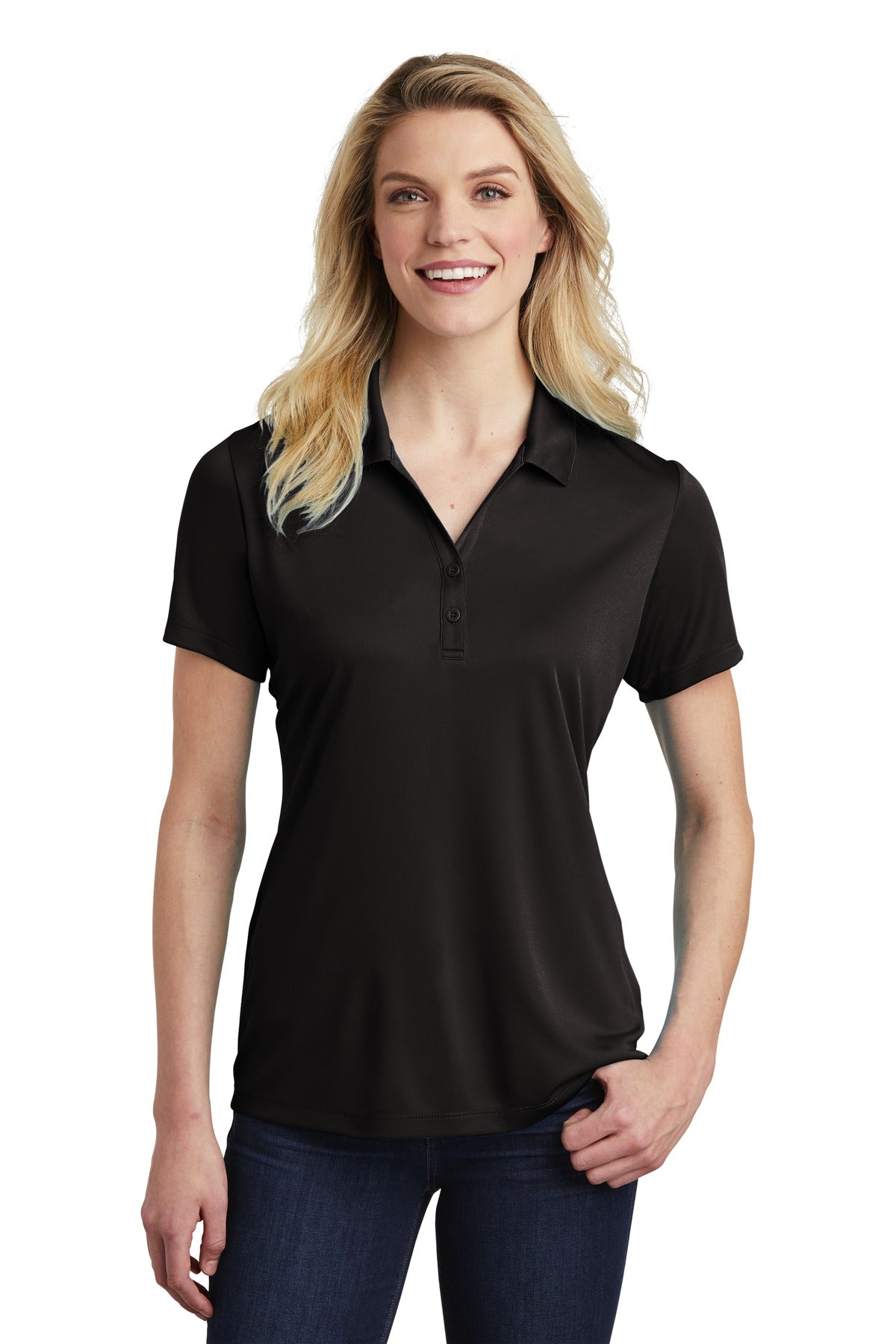 Sport-Tek Women's PosiCharge Competitor Polo. LST550 Black