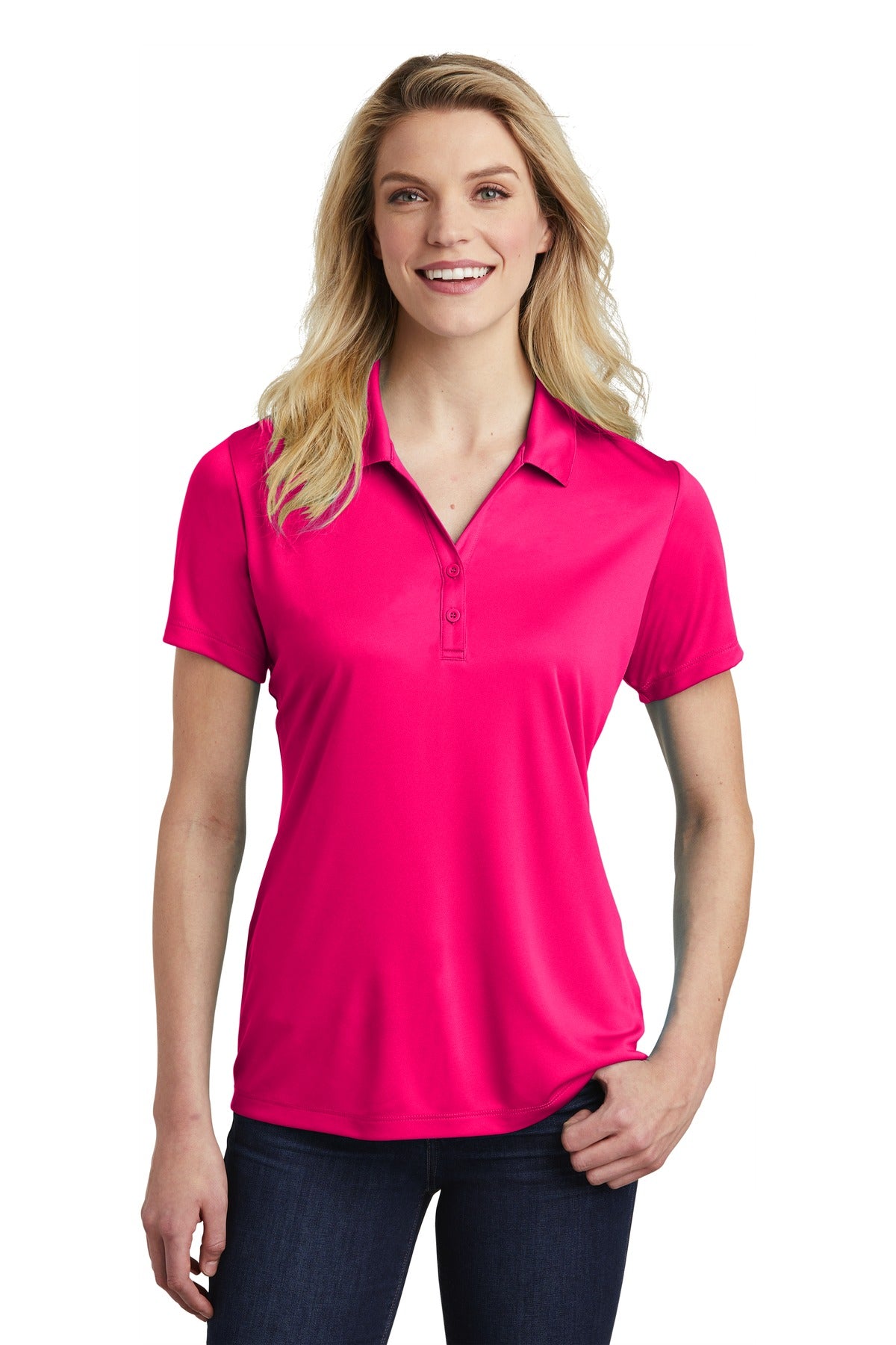 Sport-Tek Women's PosiCharge Competitor Polo. LST550 Pink Raspberry