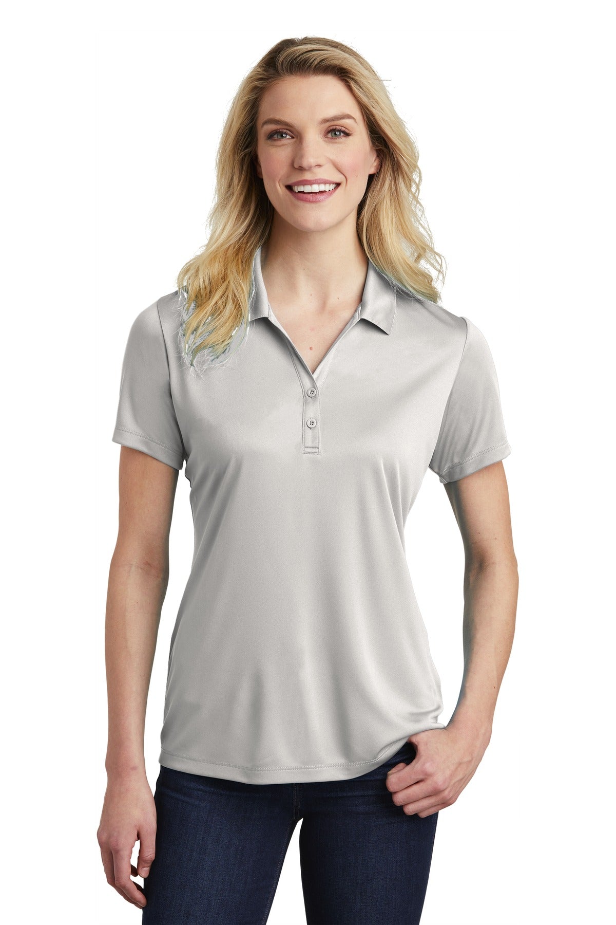 Sport-Tek Women's PosiCharge Competitor Polo. LST550 Silver