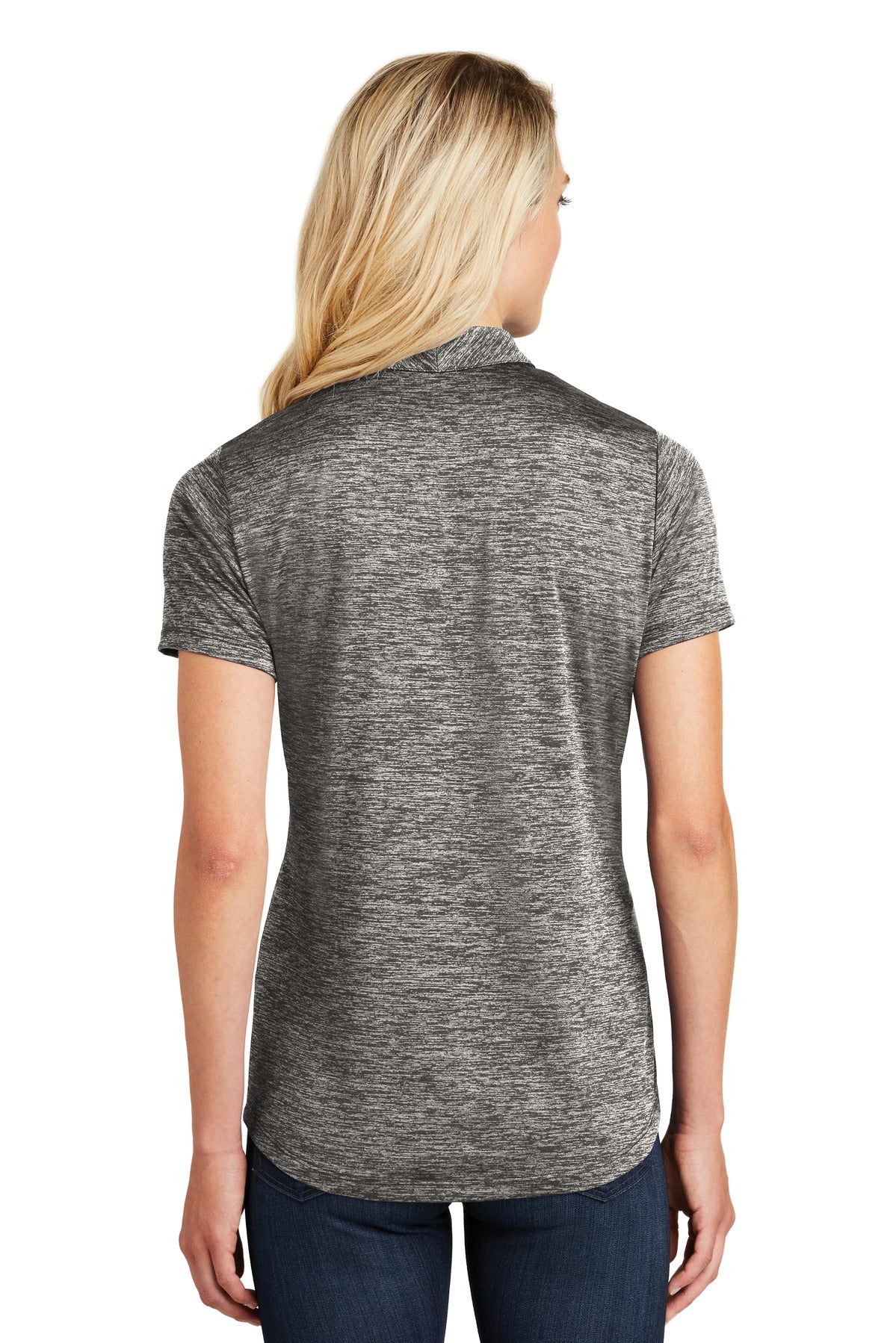 Custom Embroidered Sport-Tek Women's PosiCharge Electric Heather Polo. LST590,Black Electric