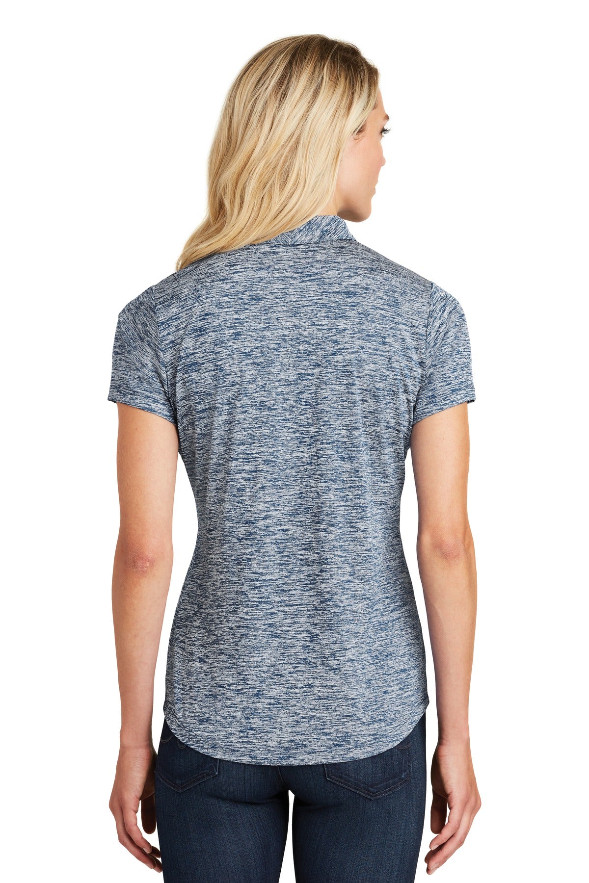 Custom Embroidered Sport-Tek Women's PosiCharge Electric Heather Polo. LST590,True Navy Electric