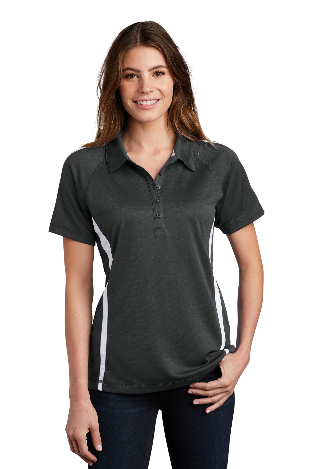 Sport-Tek Women's PosiCharge Micro-Mesh Colorblock Polo. LST685