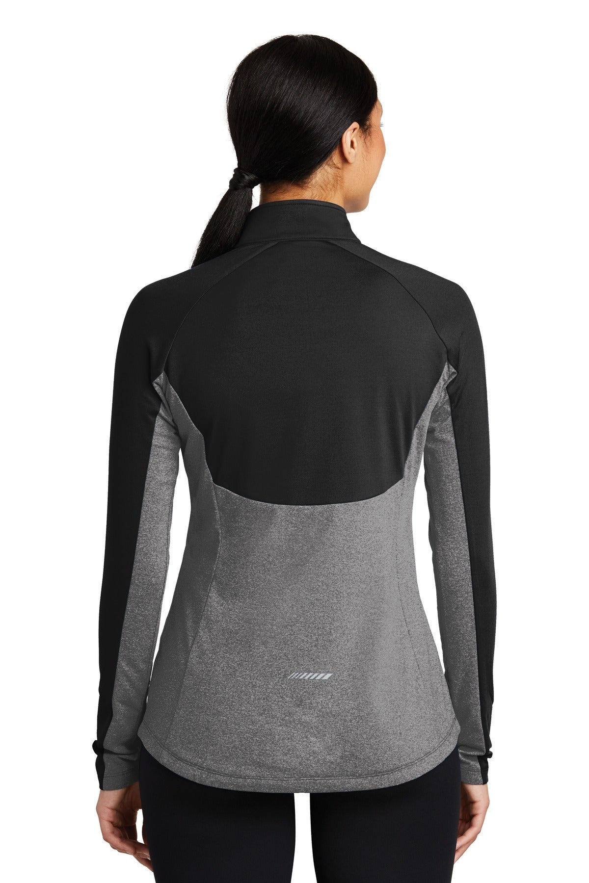 Custom Embroidered Sport-Tek Women's Sport-Wick Stretch Contrast 1/4-Zip Pullover. LST854,Black/ Charcoal Grey Heather