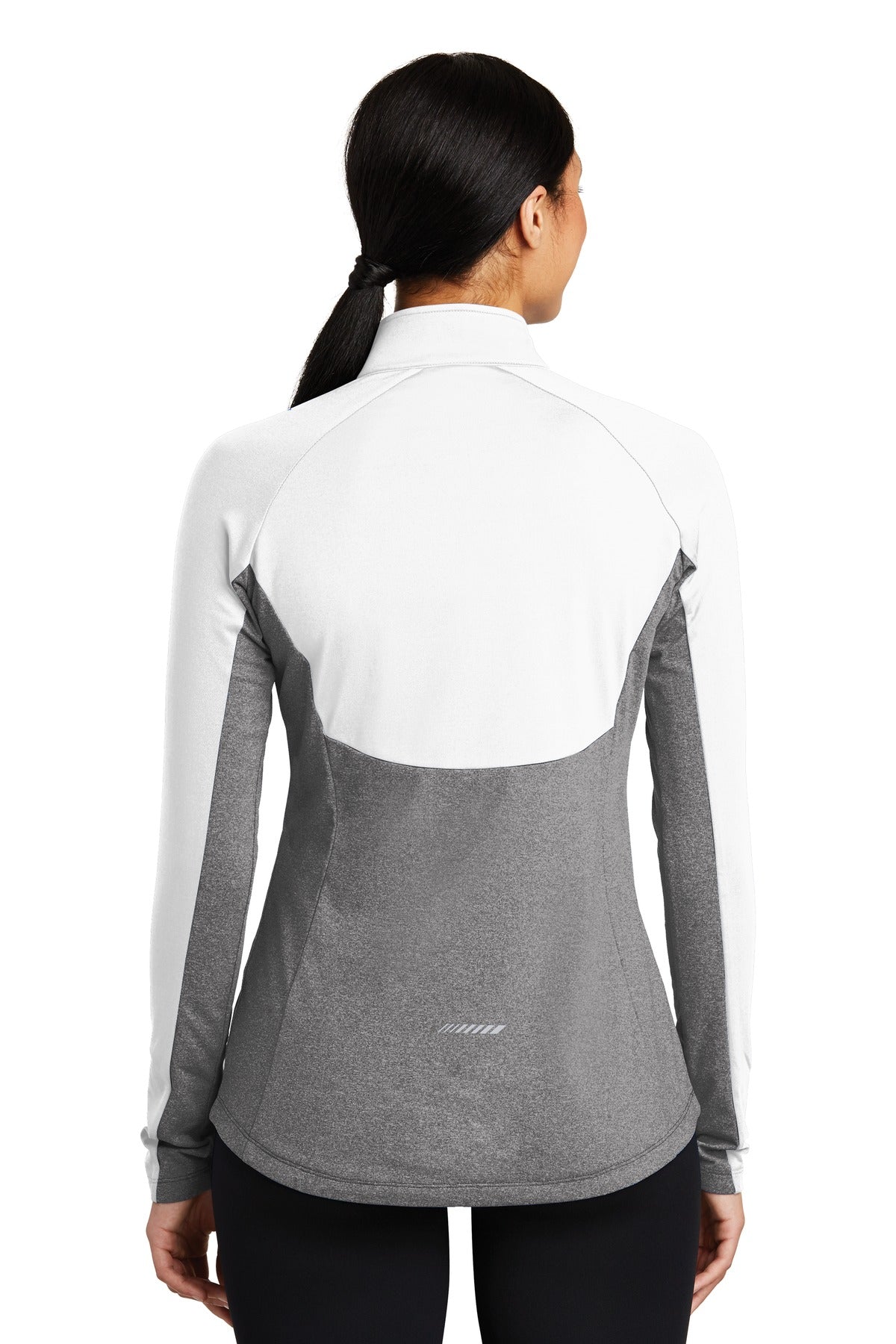 Custom Embroidered Sport-Tek Women's Sport-Wick Stretch Contrast 1/4-Zip Pullover. LST854,White/ Charcoal Grey Heather