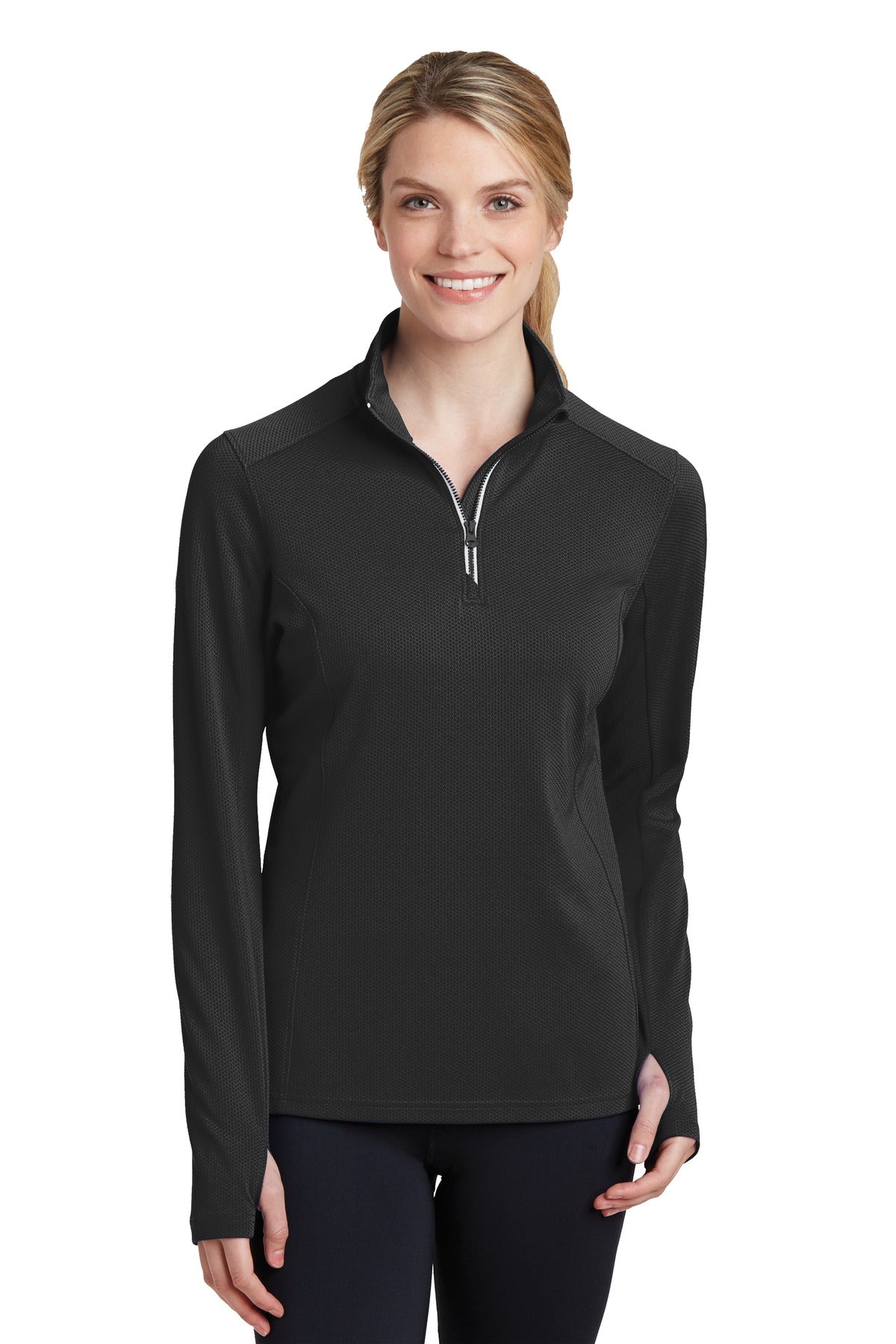 Sport-Tek Women's Sport-Wick Textured 1/4-Zip Pullover. LST860