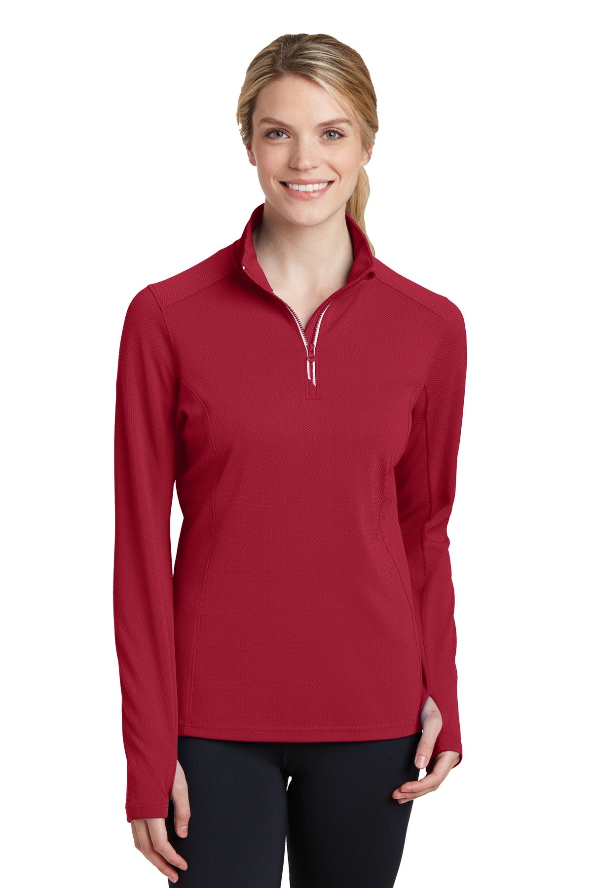 Sport-Tek Women's Sport-Wick Textured 1/4-Zip Pullover. LST860