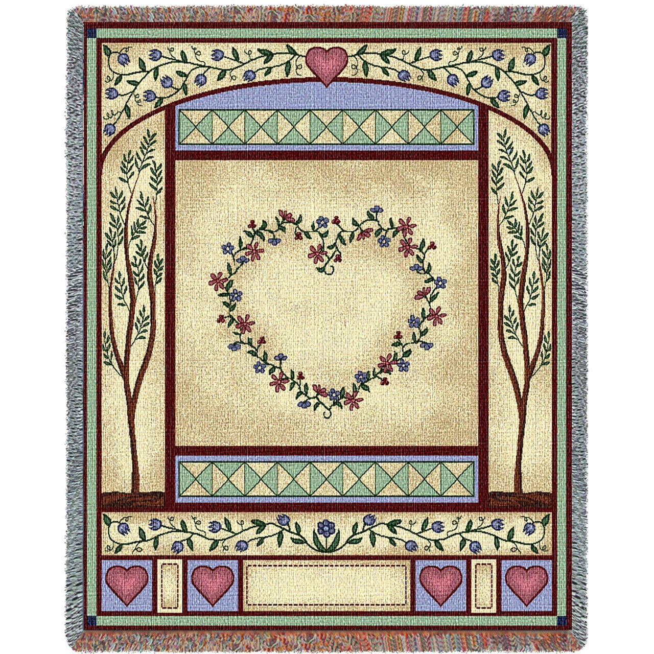 Love Quilt - Cotton Woven Blanket Throw - Made in the USA