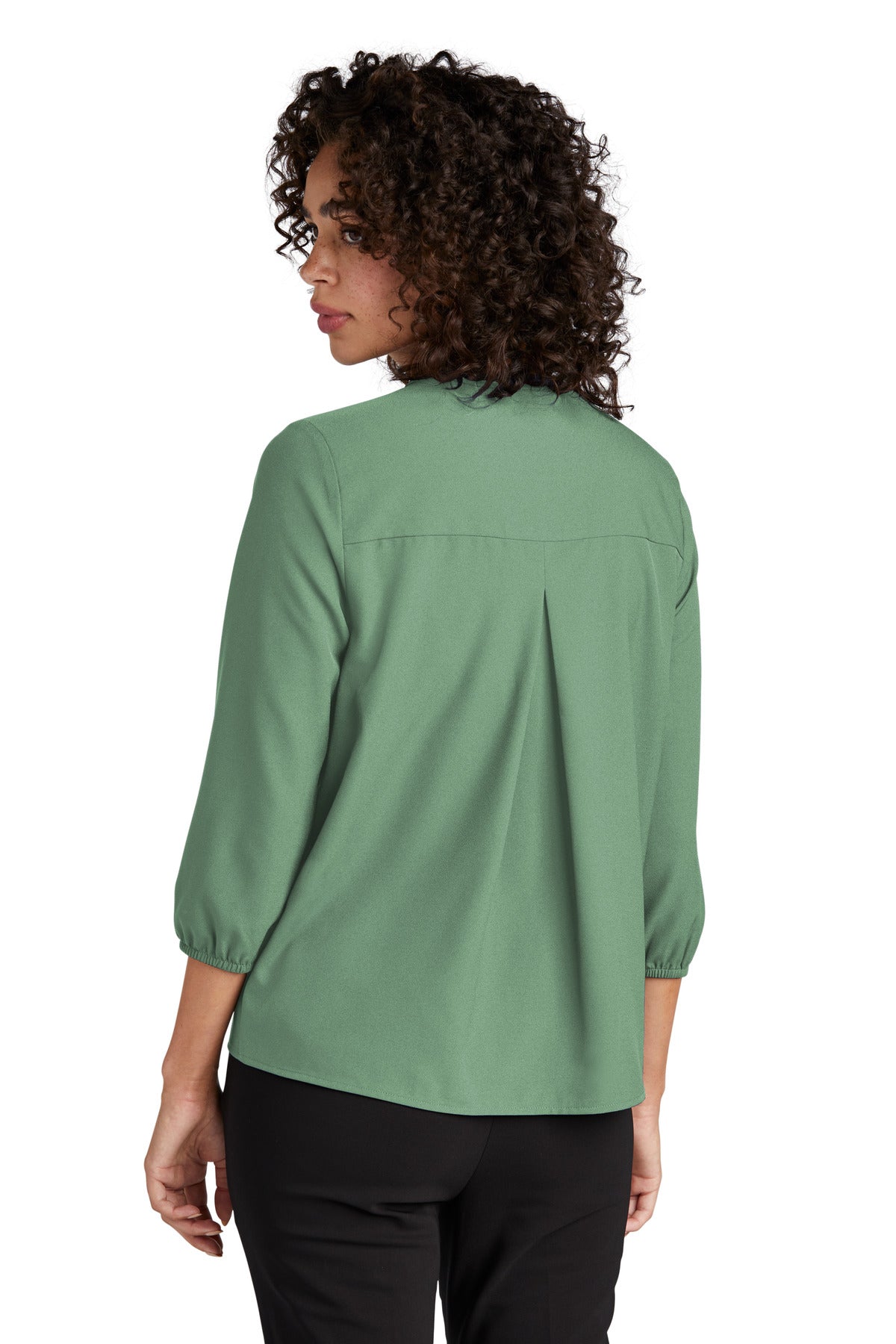 Custom Embroidered Mercer+Mettle Women's Stretch Crepe 3/4-Sleeve Blouse MM2011,Sage