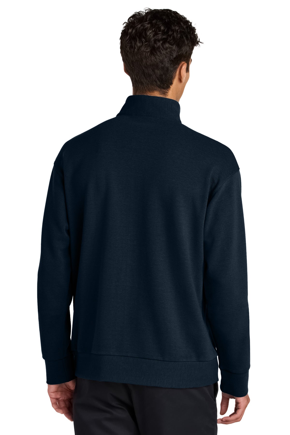 Custom Embroidered Mercer+Mettle Linear Texture 1/4-Zip MM3040,Night Navy