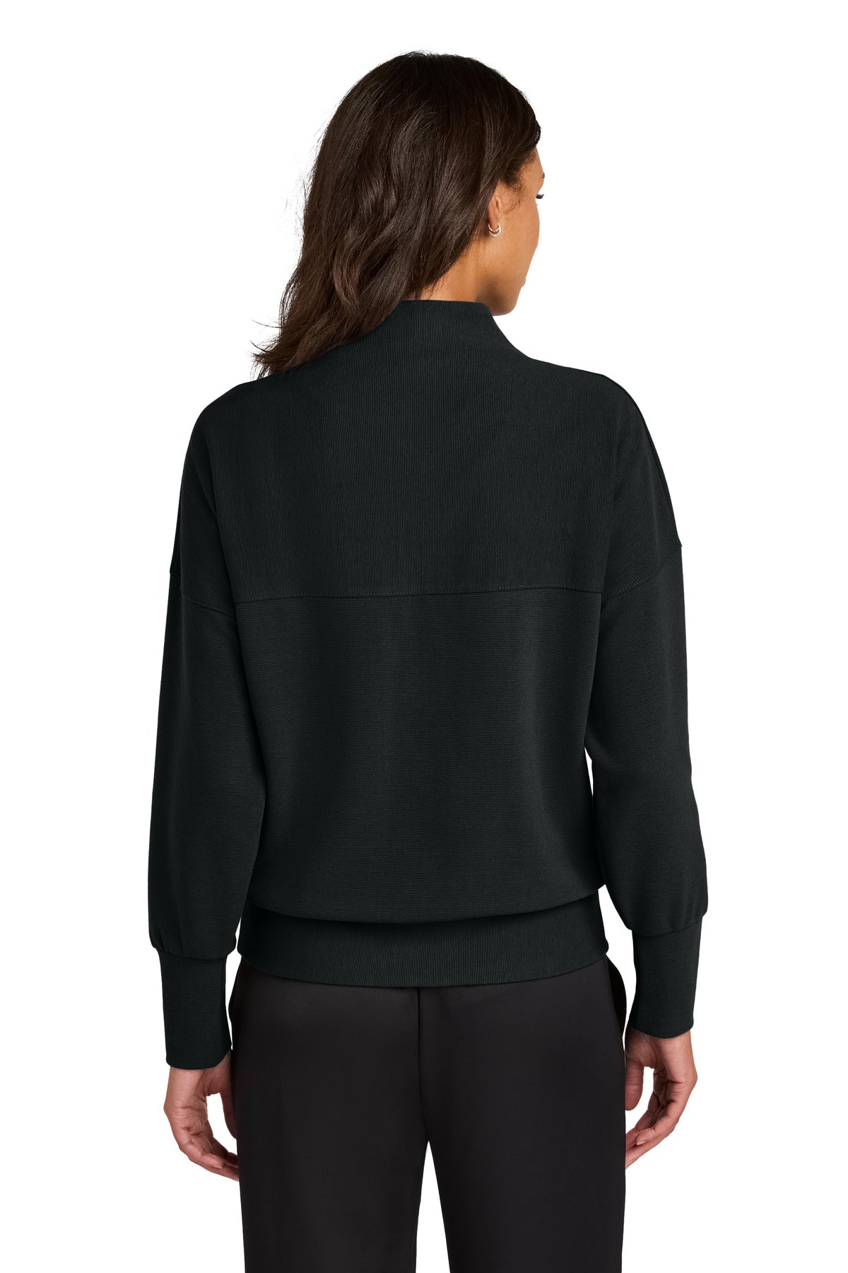 Custom Embroidered Mercer+Mettle Women's Linear Texture 1/4-Zip MM3041,Deep Black