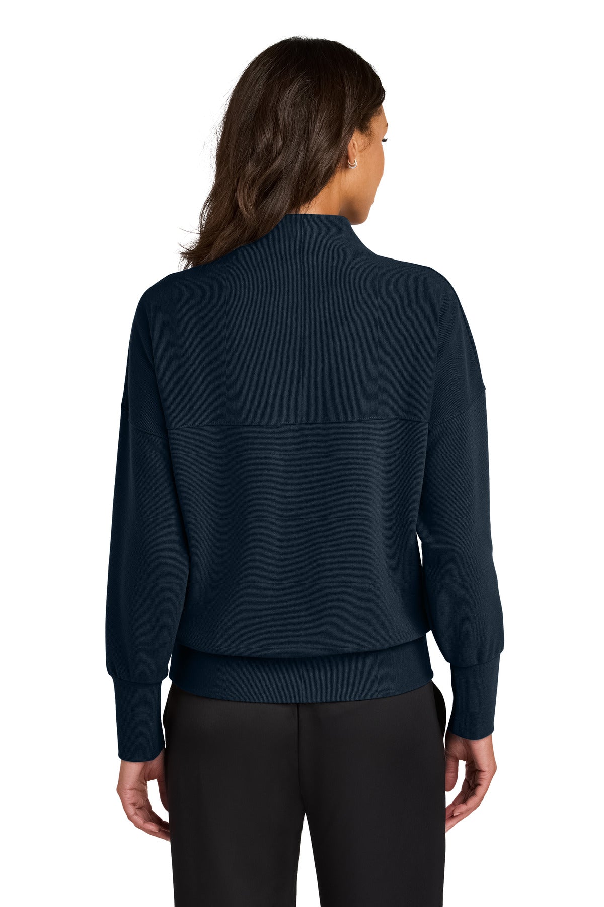 Custom Embroidered Mercer+Mettle Women's Linear Texture 1/4-Zip MM3041,Night Navy