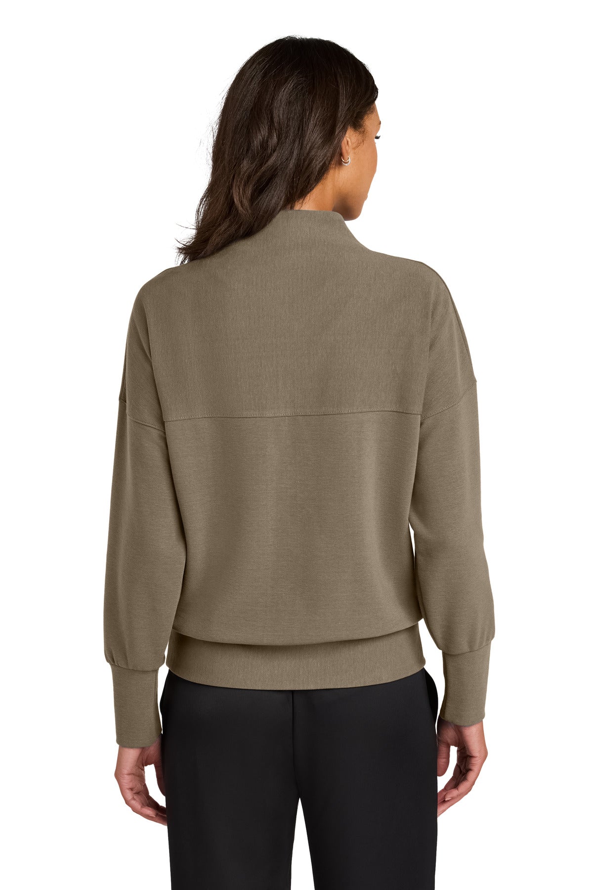 Custom Embroidered Mercer+Mettle Women's Linear Texture 1/4-Zip MM3041,Warm Taupe