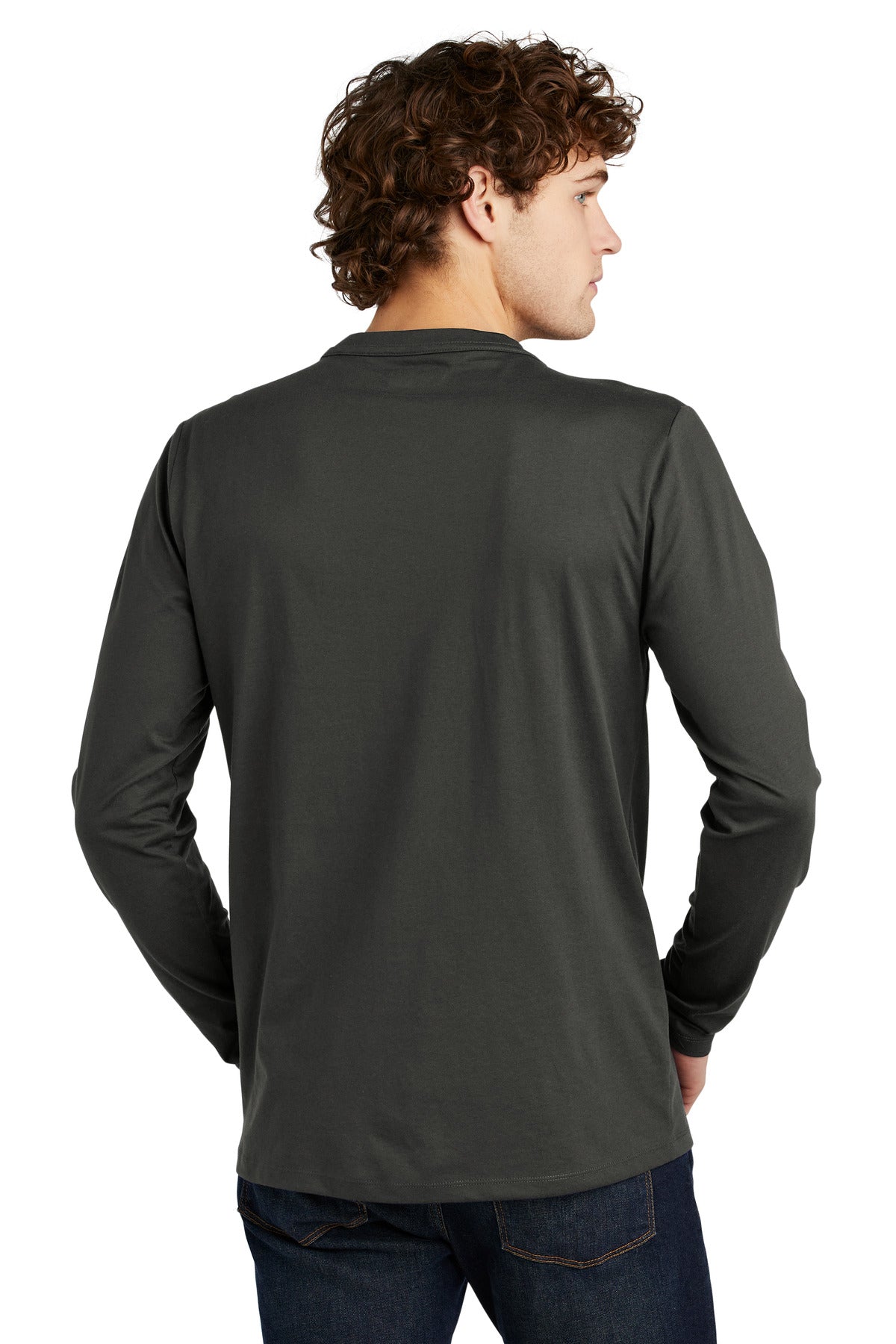 Custom Embroidered New Era Heritage Blend Long Sleeve Crew Tee. NEA102,Graphite
