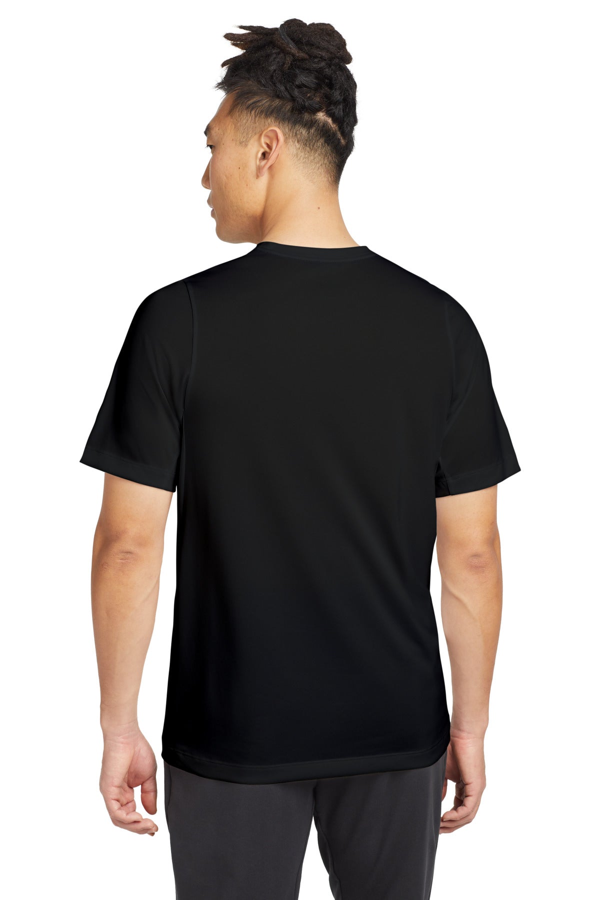 Custom Embroidered New Era Series Performance Crew Tee. NEA200,Black Solid