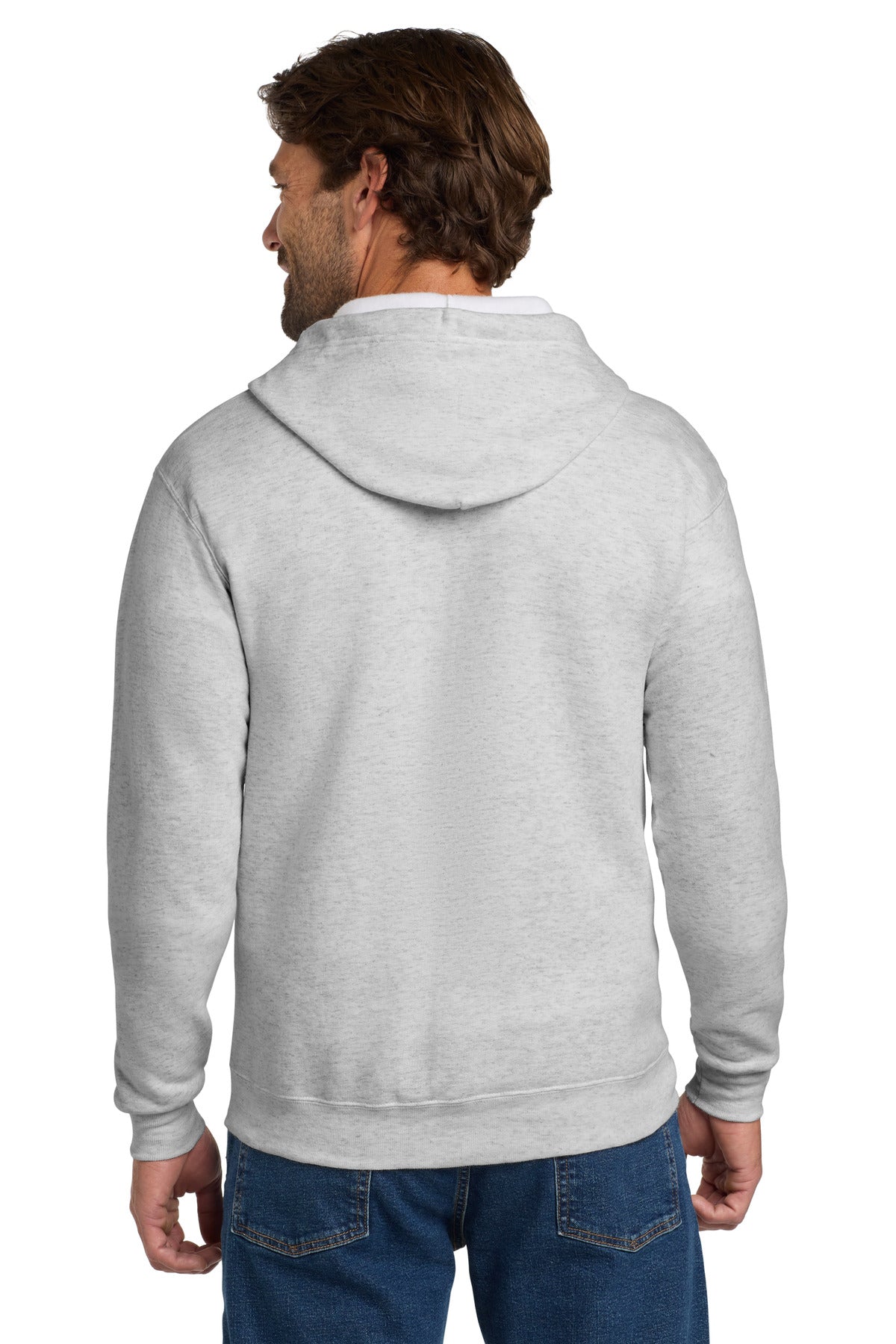 Custom Embroidered Hanes - EcoSmart Full-Zip Hooded Sweatshirt. P180,Ash