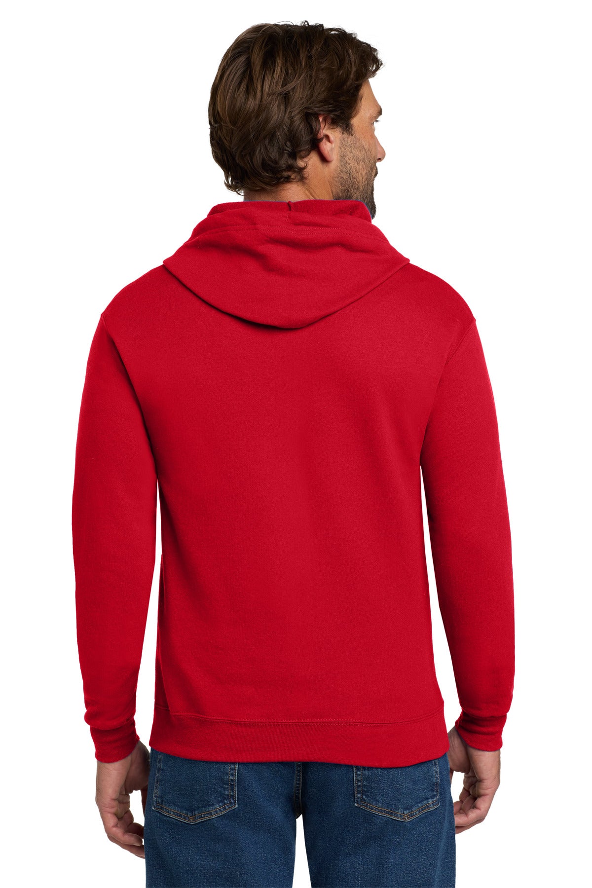 Custom Embroidered Hanes - EcoSmart Full-Zip Hooded Sweatshirt. P180,Deep Red