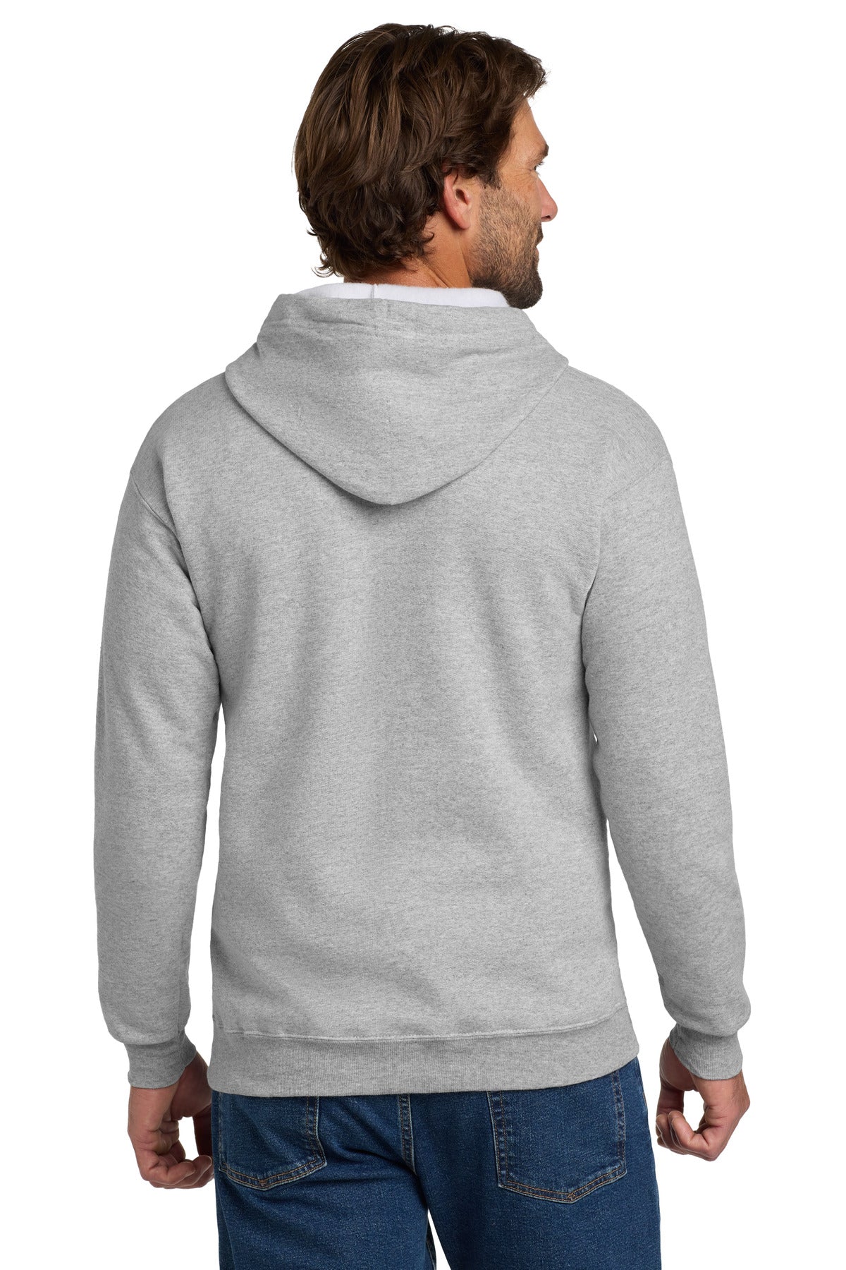 Custom Embroidered Hanes - EcoSmart Full-Zip Hooded Sweatshirt. P180,Light Steel