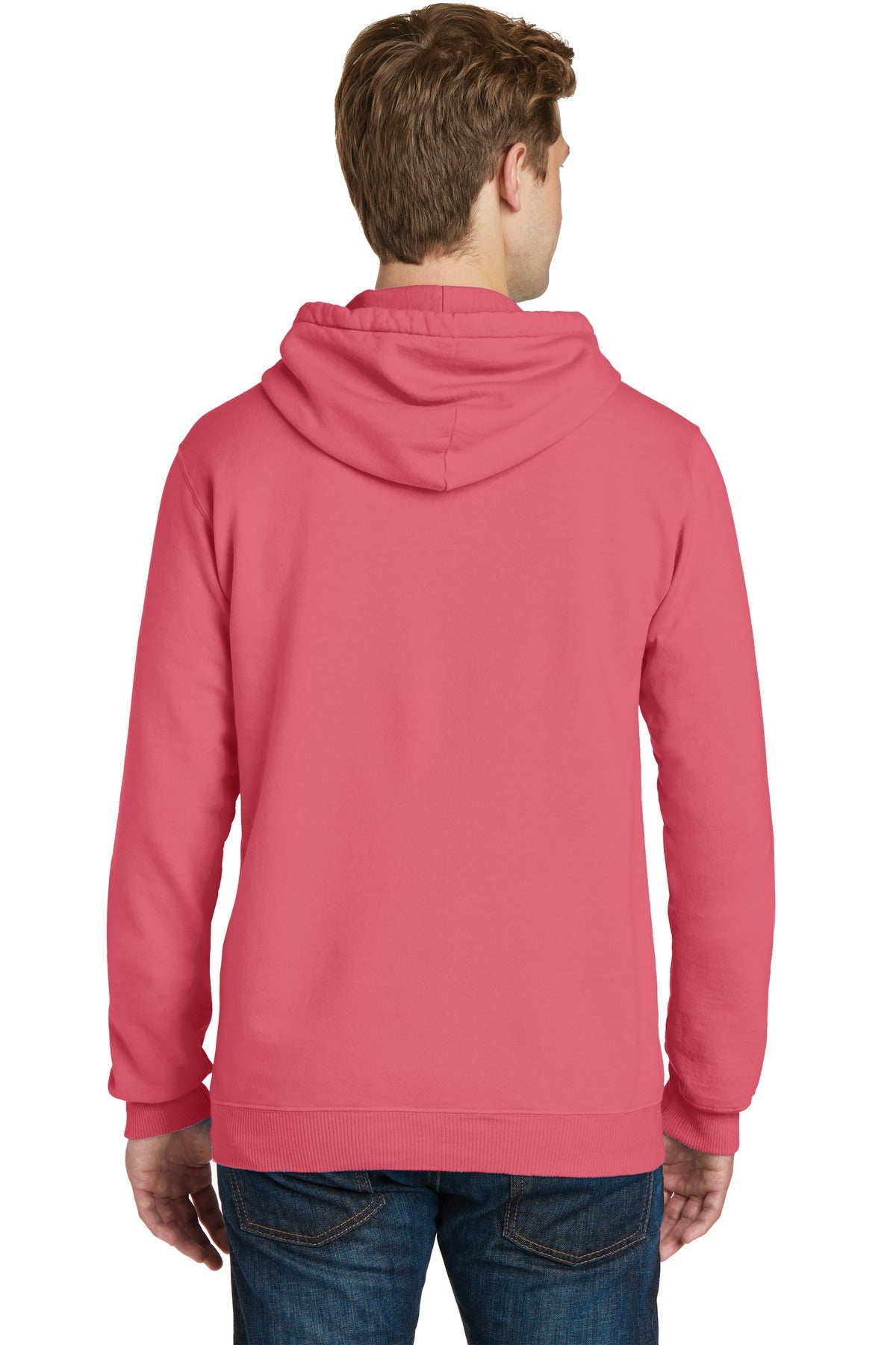 Custom Embroidered Port & Company Beach Wash Garment-Dyed Pullover Hooded Sweatshirt. PC098H,Fruit Punch
