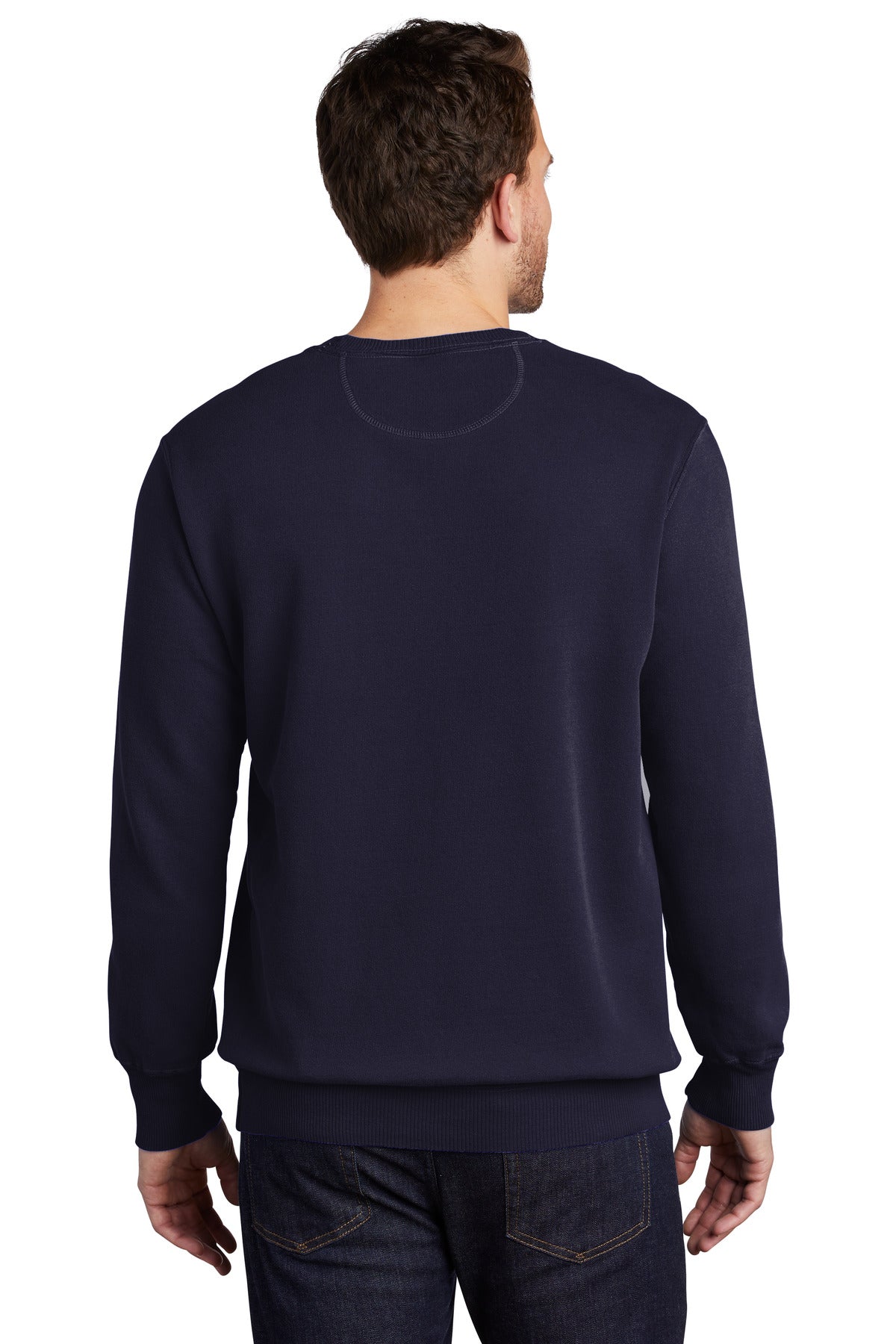 Custom Embroidered Port & Company Beach Wash Garment-Dyed Crewneck Sweatshirt PC098,True Navy