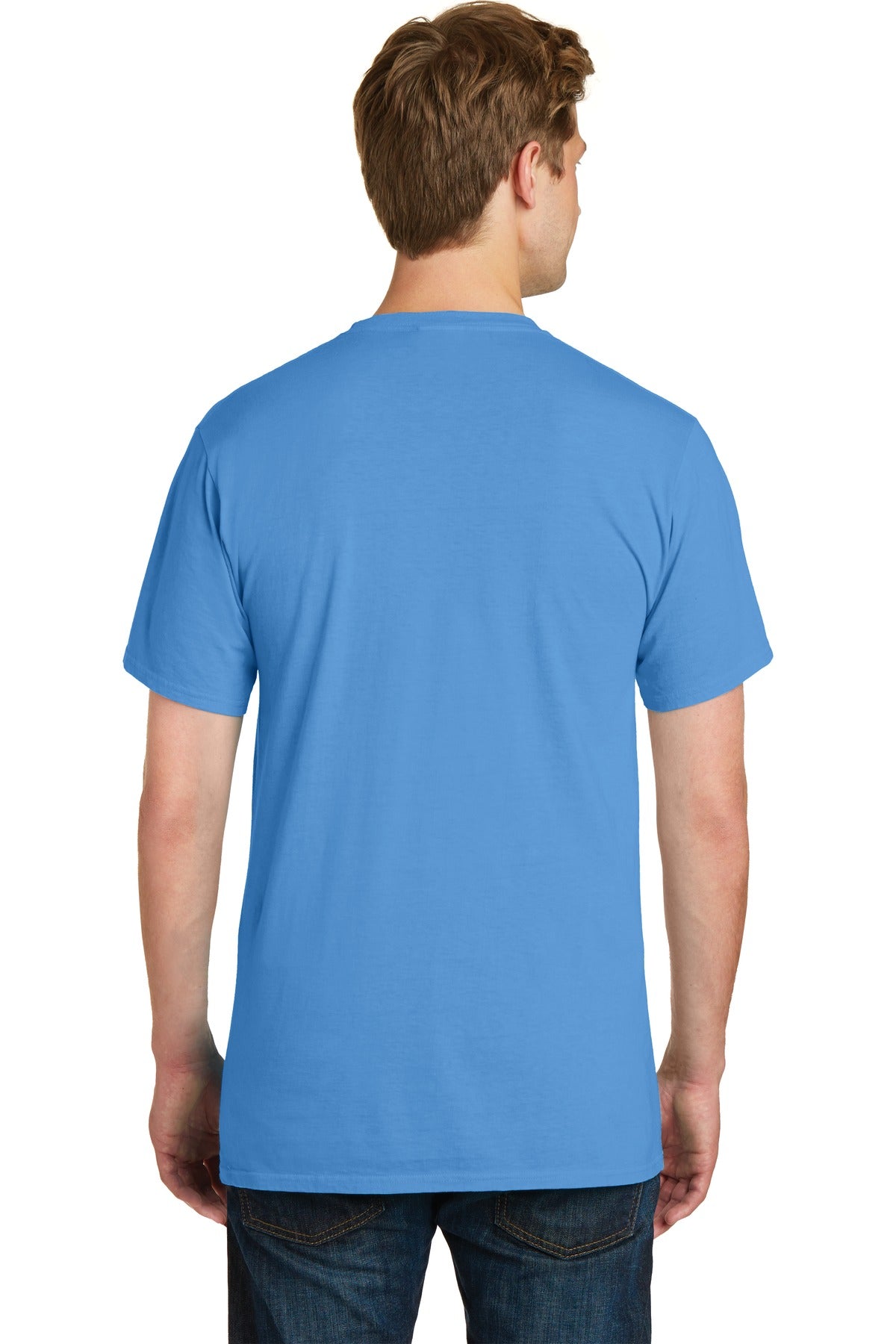 Custom Embroidered Port & Company Beach Wash Garment-Dyed Pocket Tee. PC099P,Blue Moon