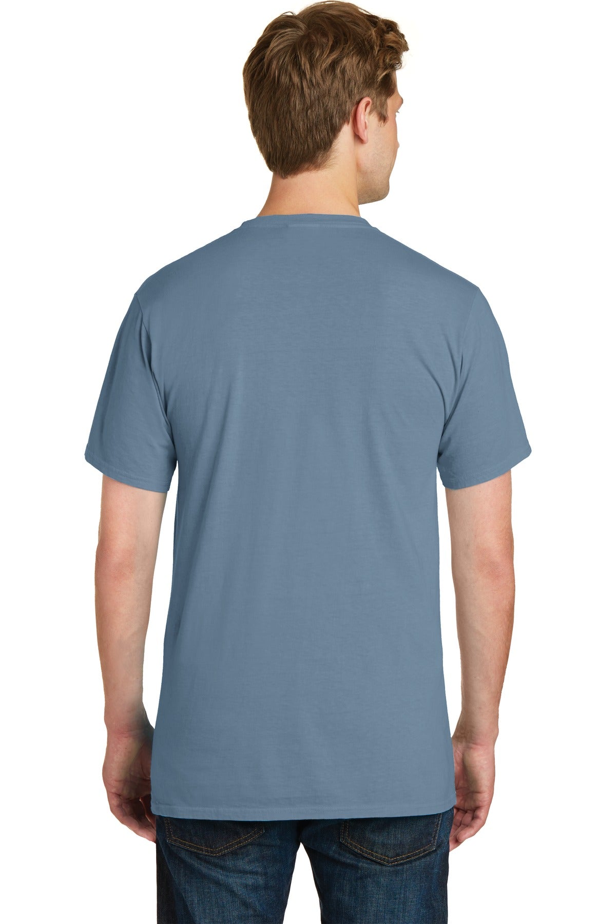 Custom Embroidered Port & Company Beach Wash Garment-Dyed Pocket Tee. PC099P,Denim Blue