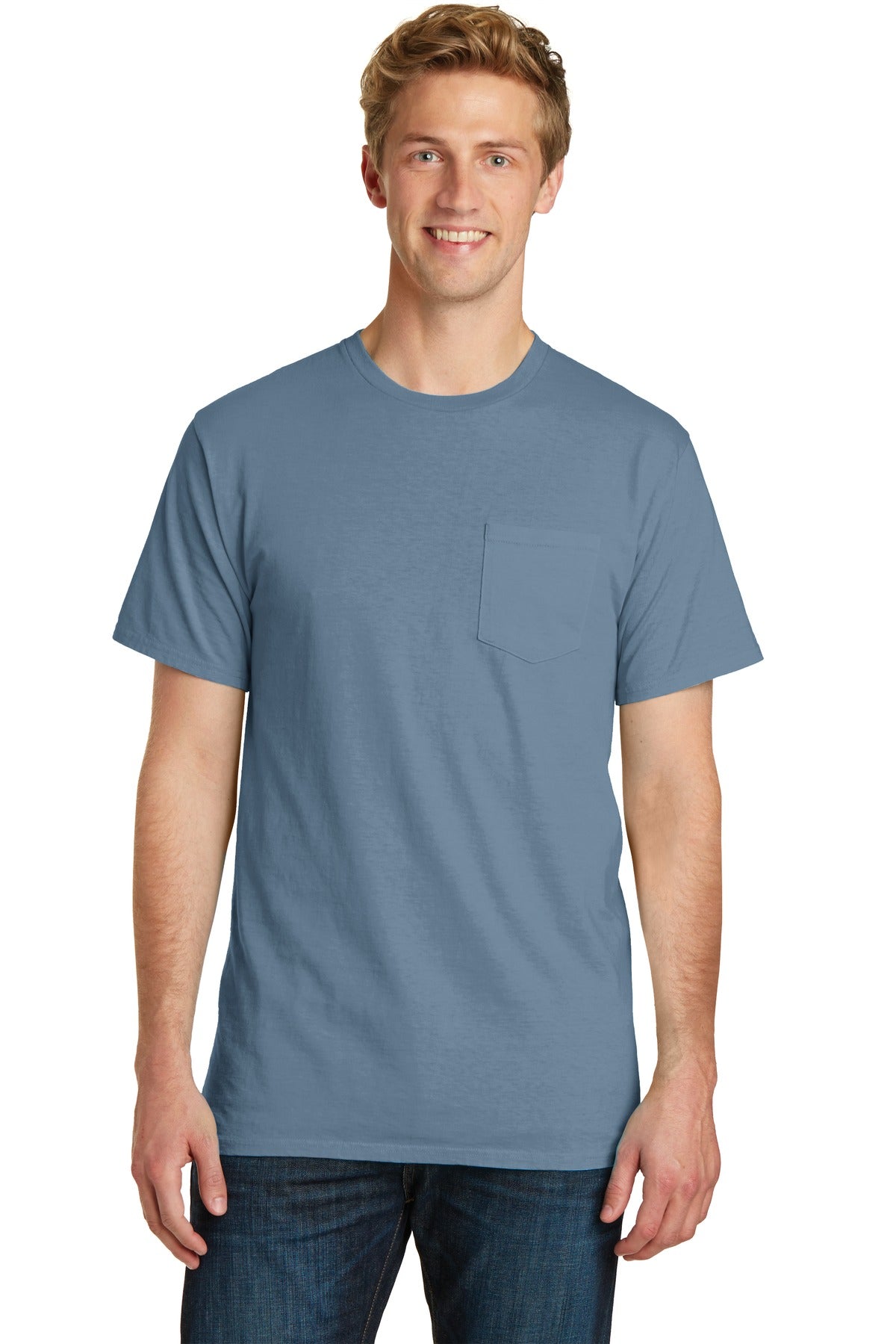 Port & Company Beach Wash Garment-Dyed Pocket Tee. PC099P