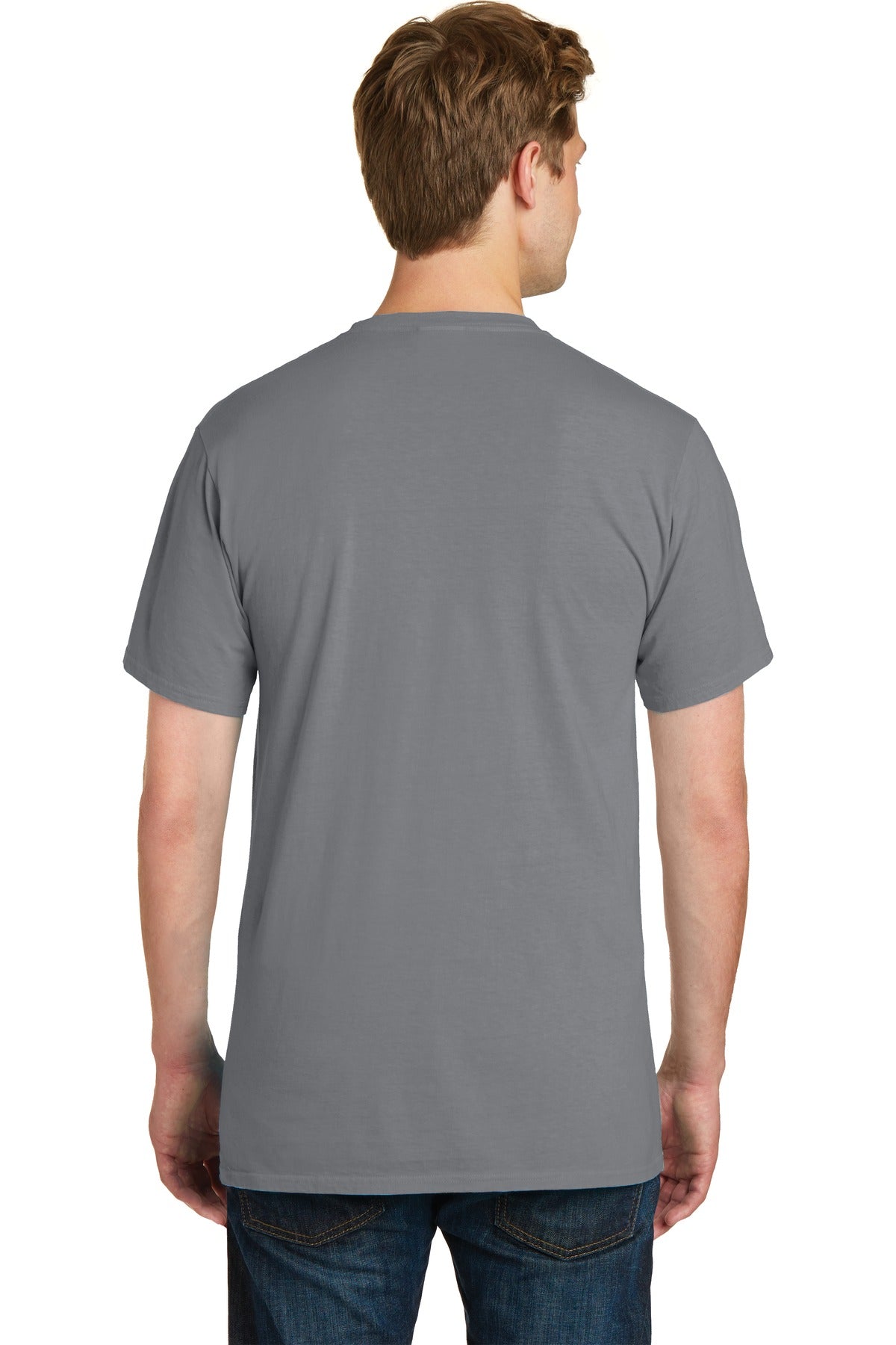 Custom Embroidered Port & Company Beach Wash Garment-Dyed Pocket Tee. PC099P,Pewter