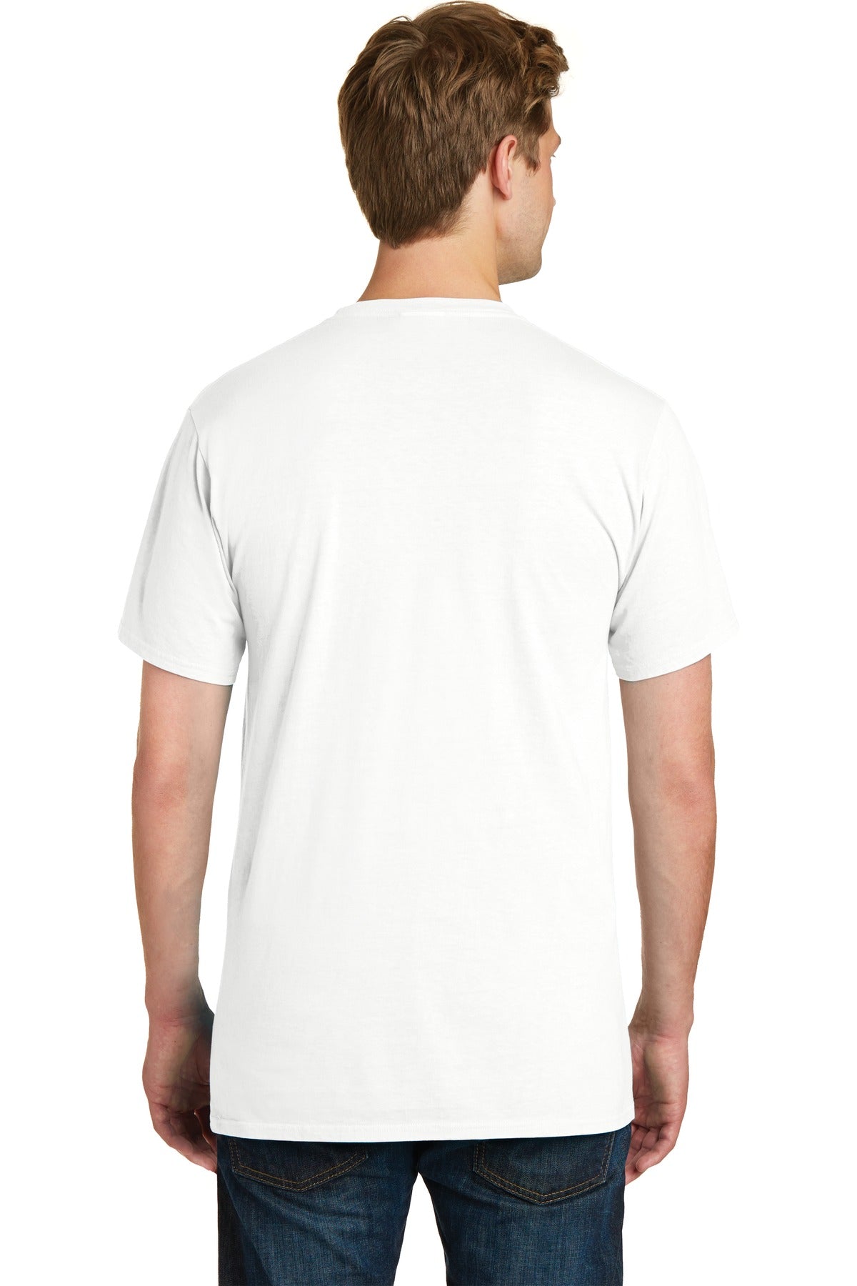 Custom Embroidered Port & Company Beach Wash Garment-Dyed Pocket Tee. PC099P,White