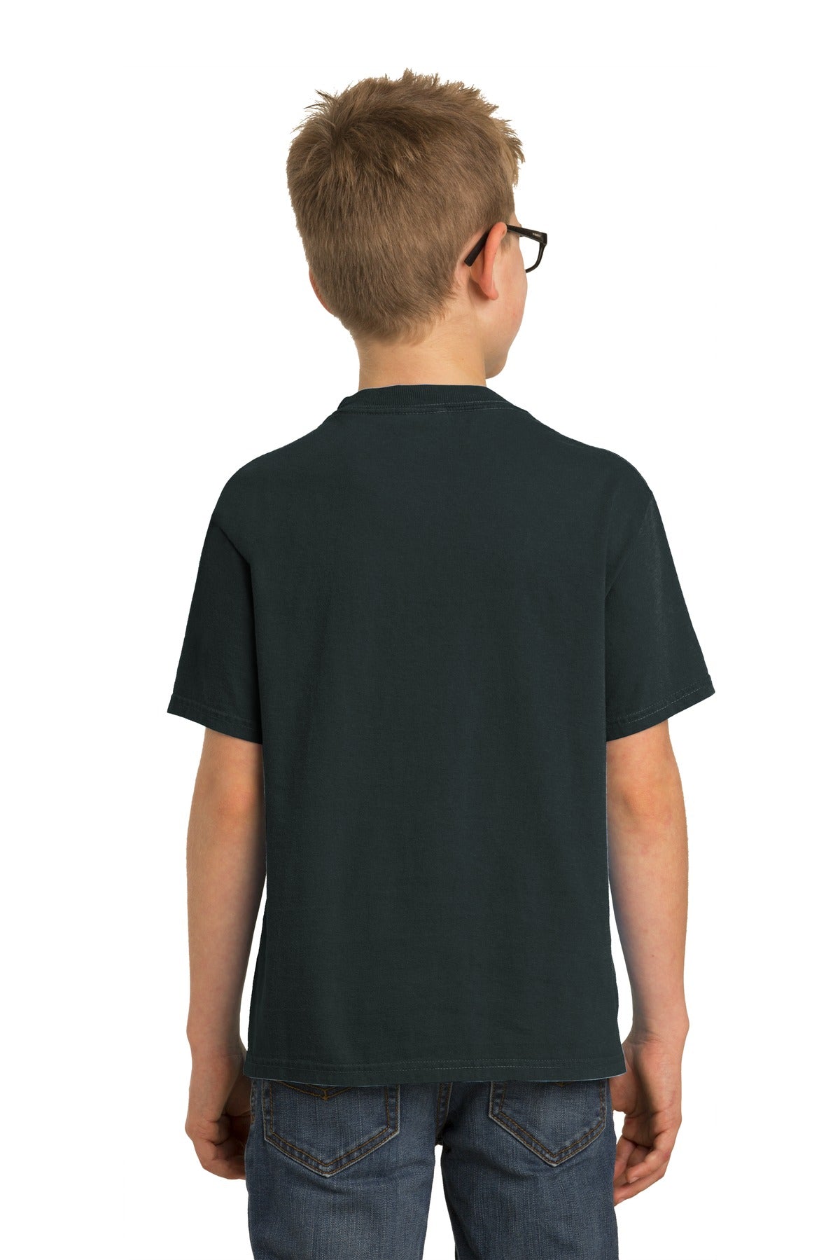 Custom Embroidered Port & Company Youth Beach Wash Garment-Dyed Tee. PC099Y,Black