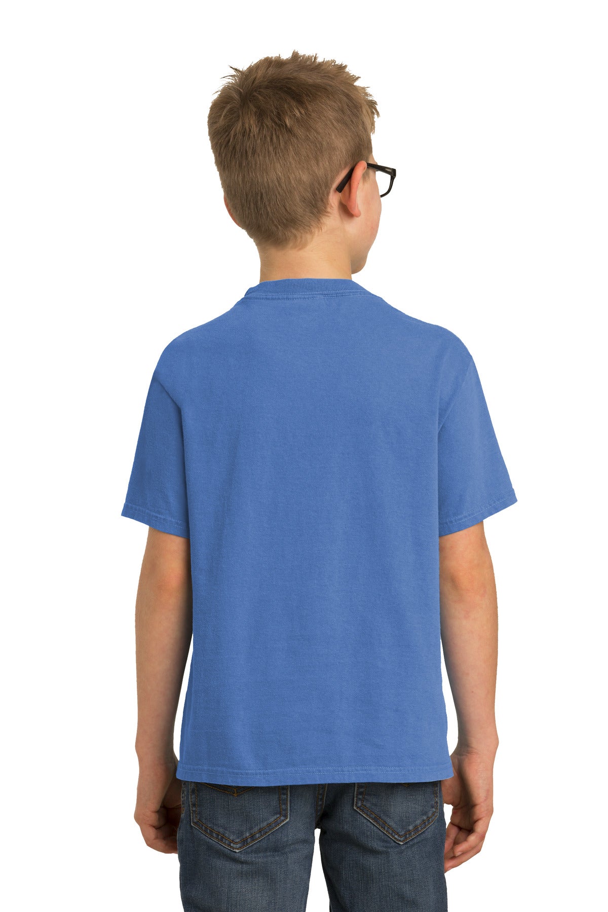 Custom Embroidered Port & Company Youth Beach Wash Garment-Dyed Tee. PC099Y,Blue Moon