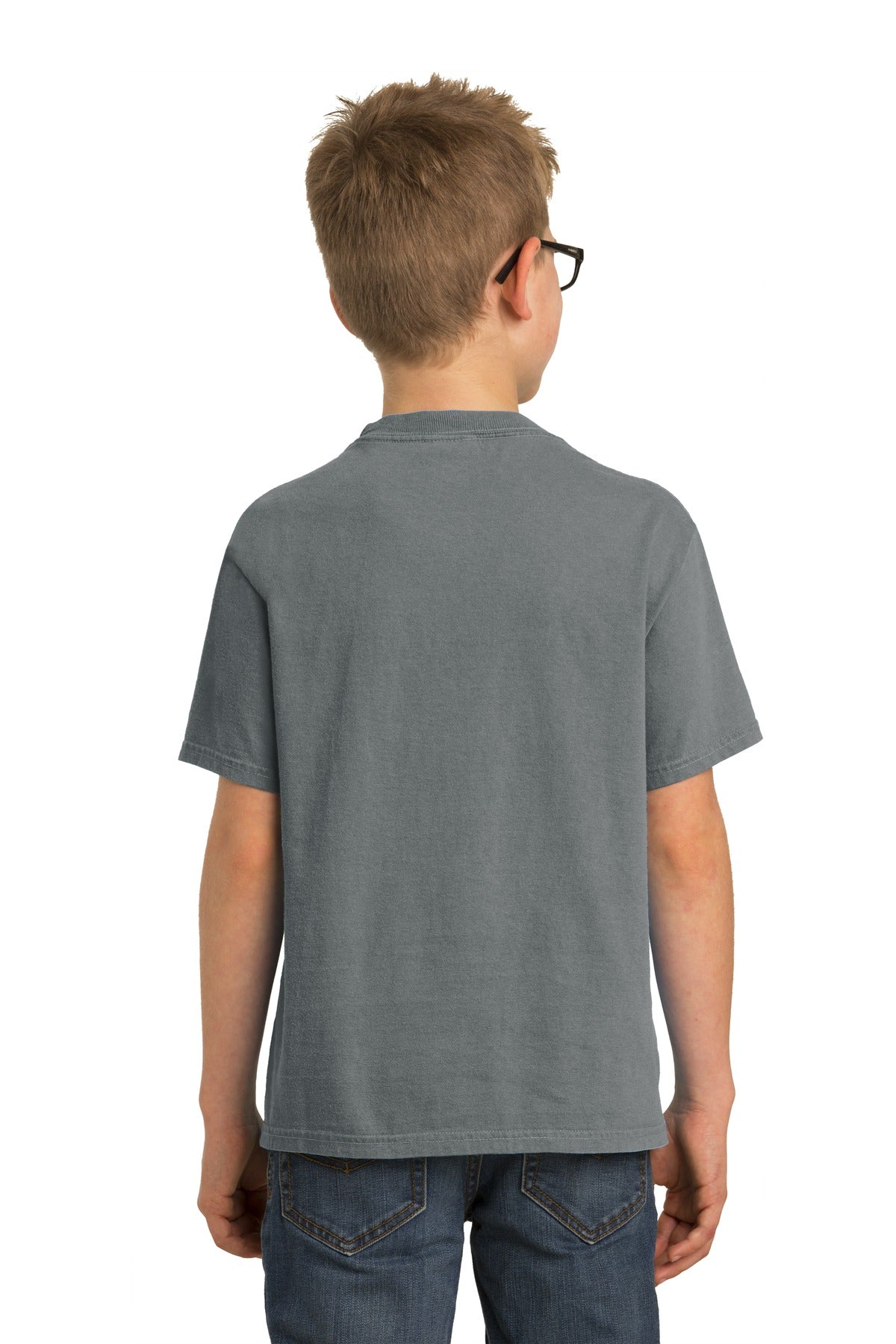 Custom Embroidered Port & Company Youth Beach Wash Garment-Dyed Tee. PC099Y,Coal