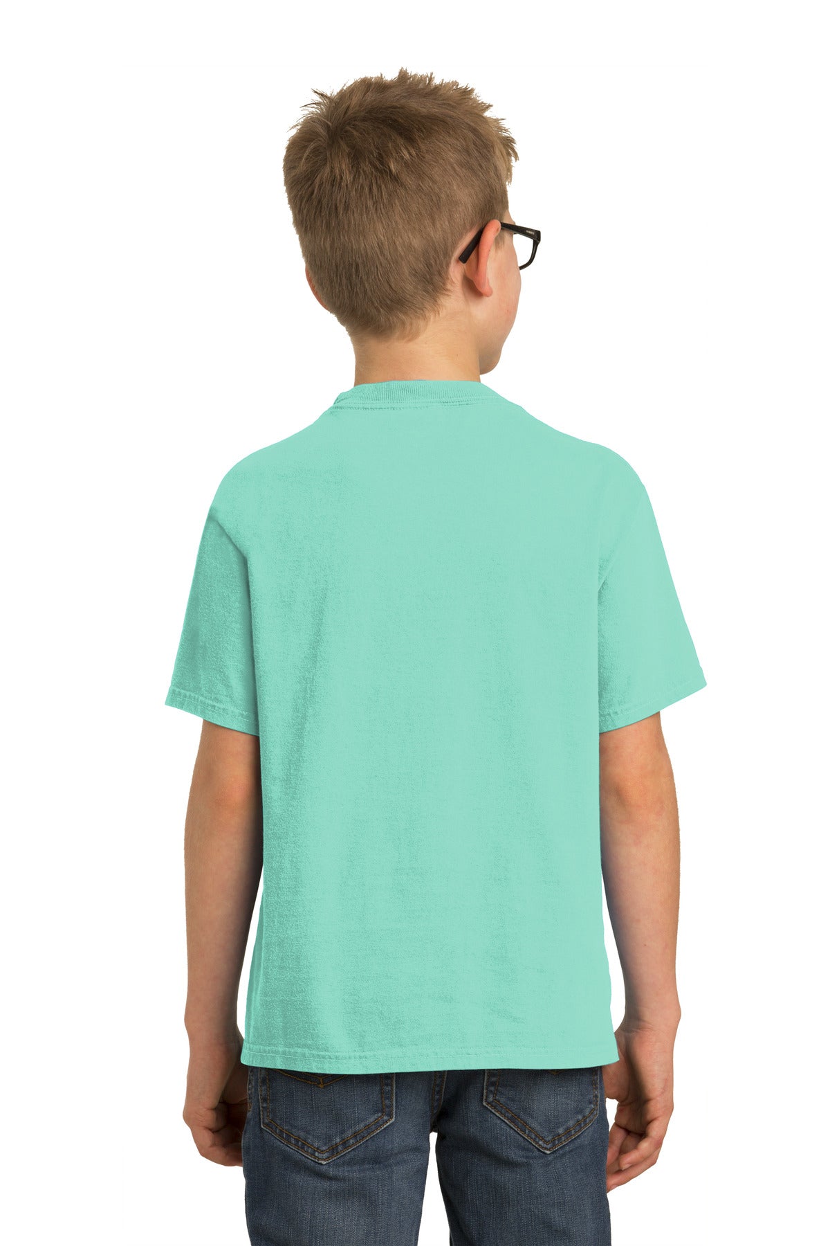 Custom Embroidered Port & Company Youth Beach Wash Garment-Dyed Tee. PC099Y,Cool Mint