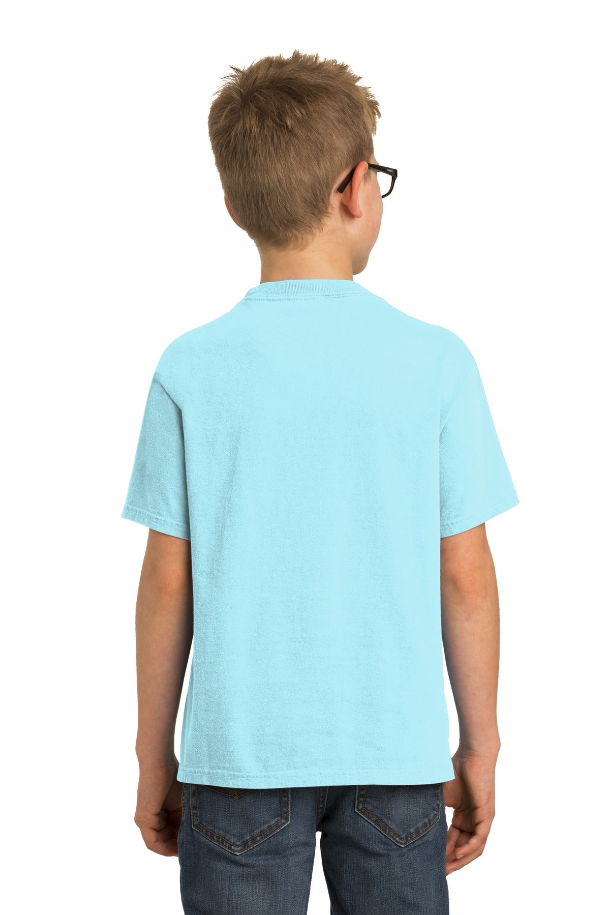Custom Embroidered Port & Company Youth Beach Wash Garment-Dyed Tee. PC099Y,Glacier