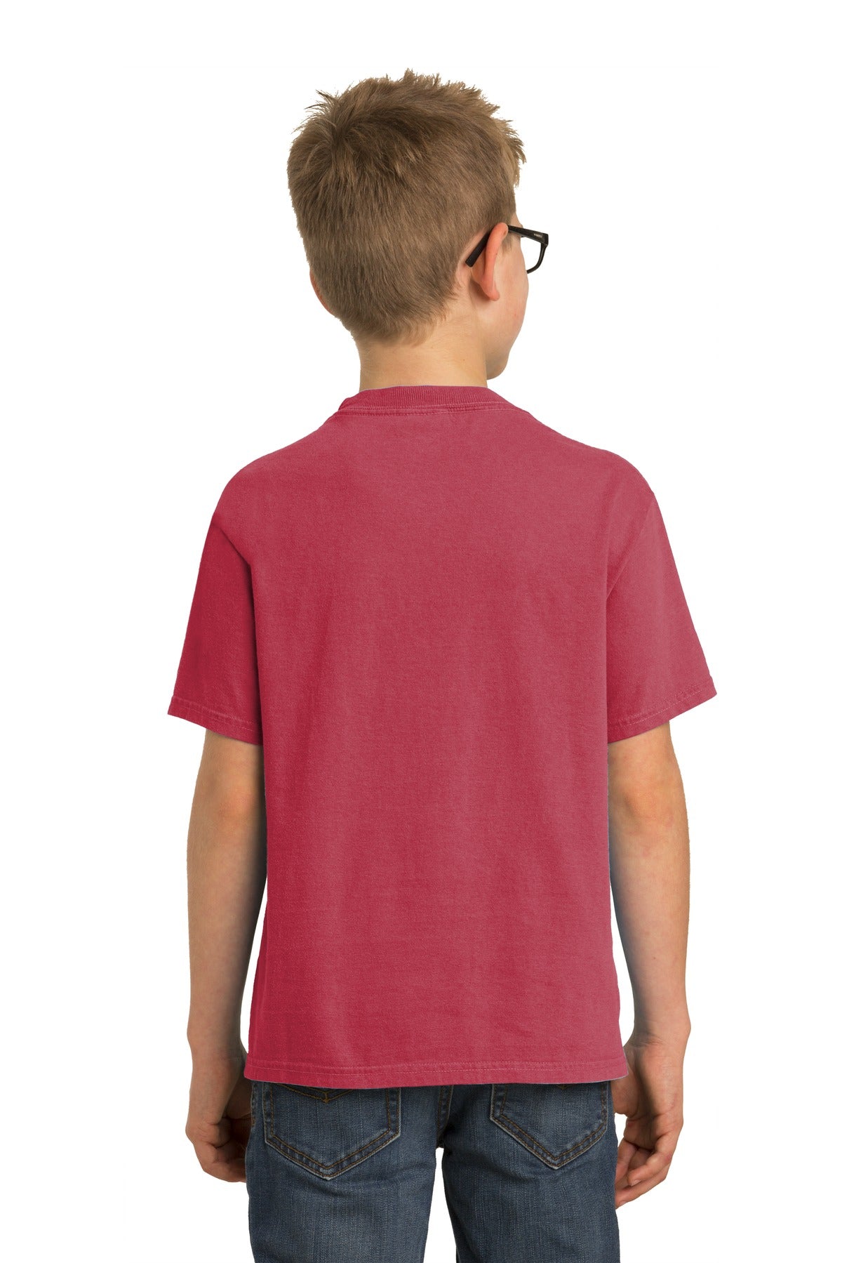 Custom Embroidered Port & Company Youth Beach Wash Garment-Dyed Tee. PC099Y,Merlot